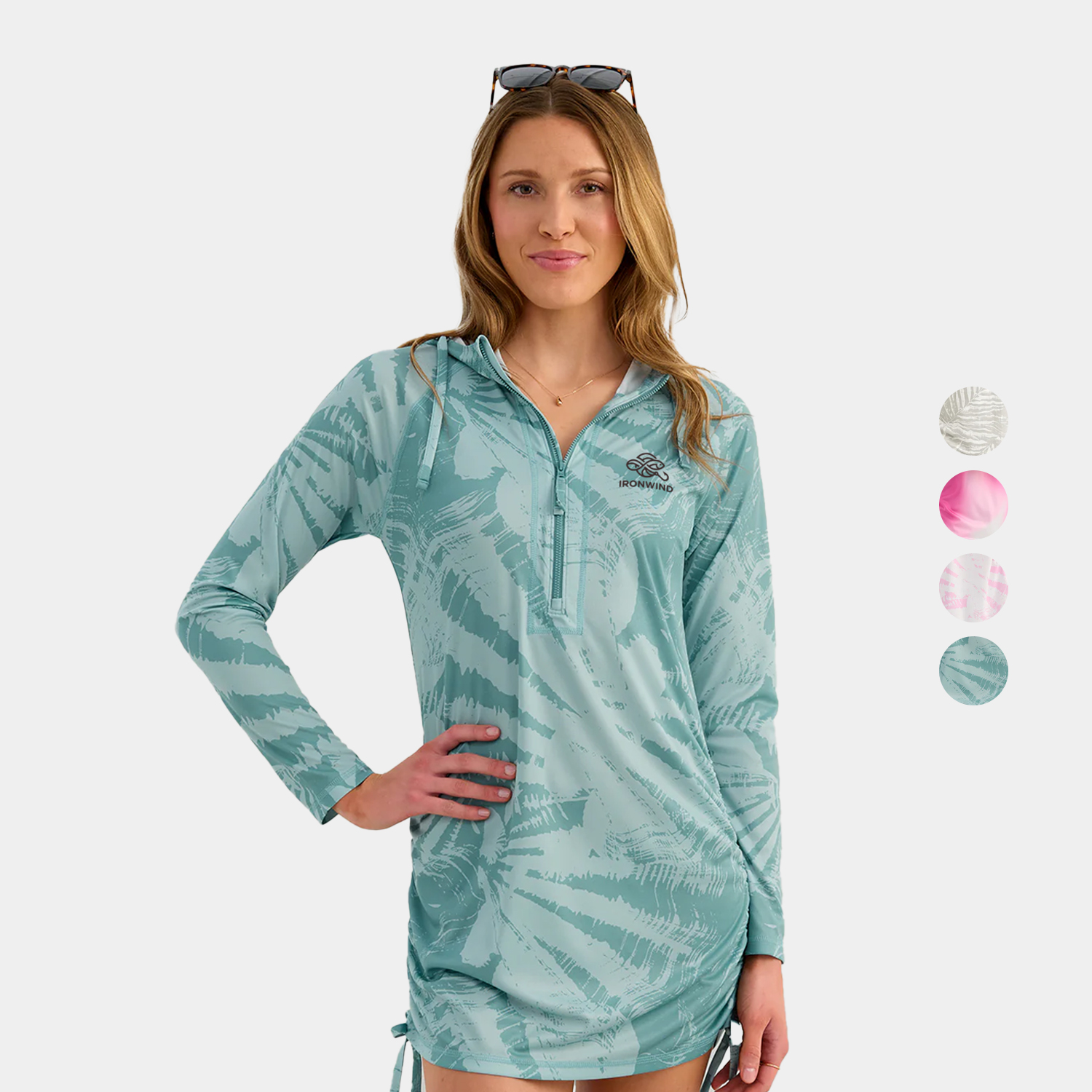 Huk® Women's Printed Full Sleeve Cover-UP Dress with UPF50+ Protection and Custom Logo