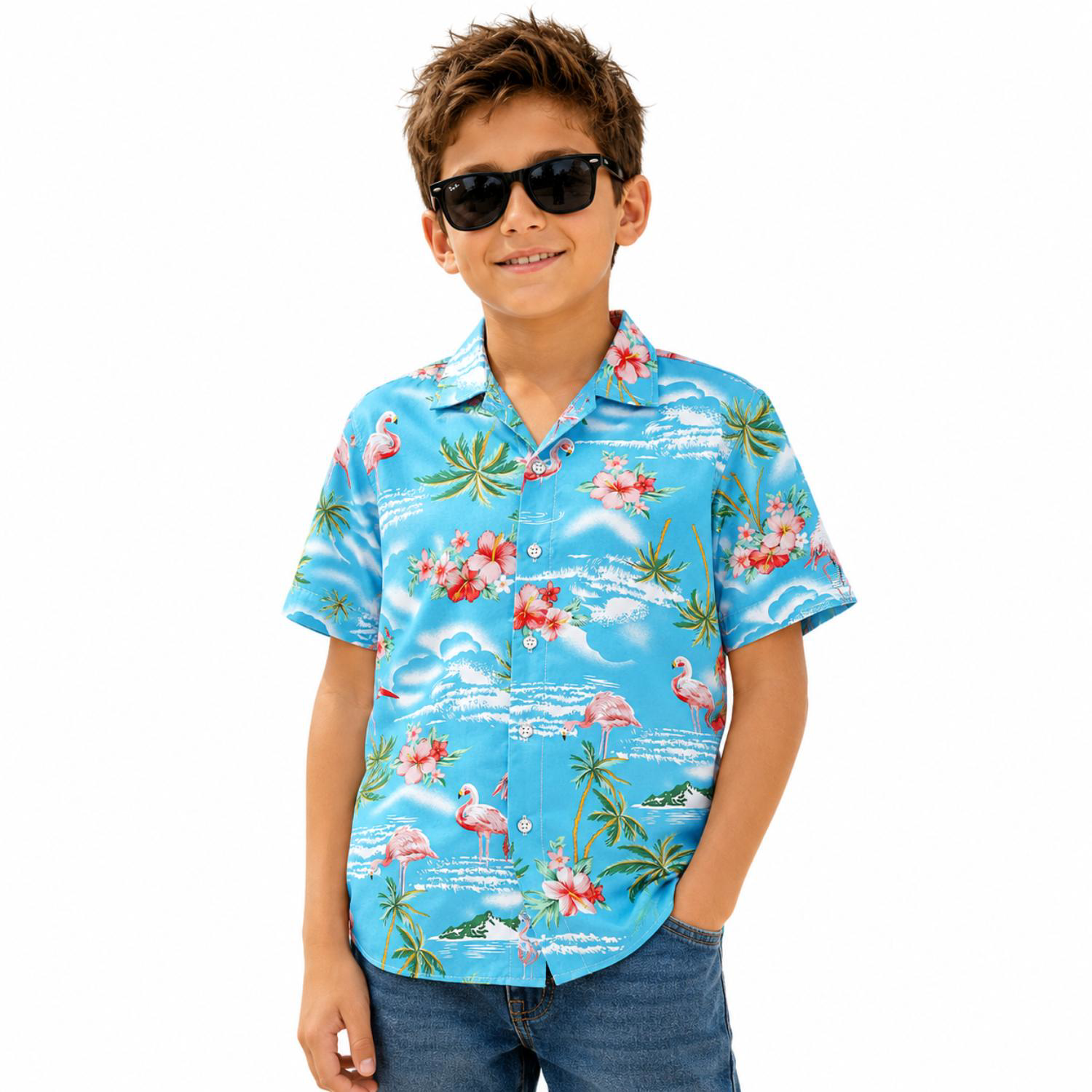 Youth 135G 4-Way Stretch Breathable UV resistant Hawaiian Shirts