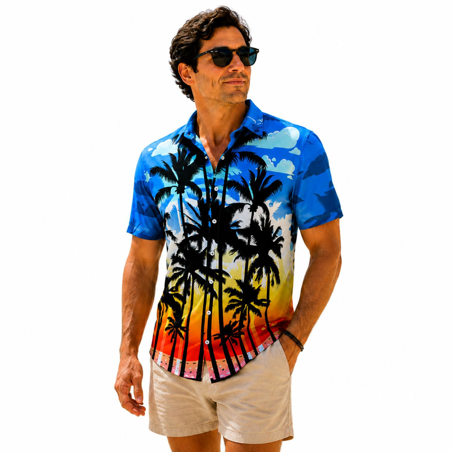 Unisex 135 GSM 4-Way Stretch UV Resistant Sublimation Hawaiian Shirts