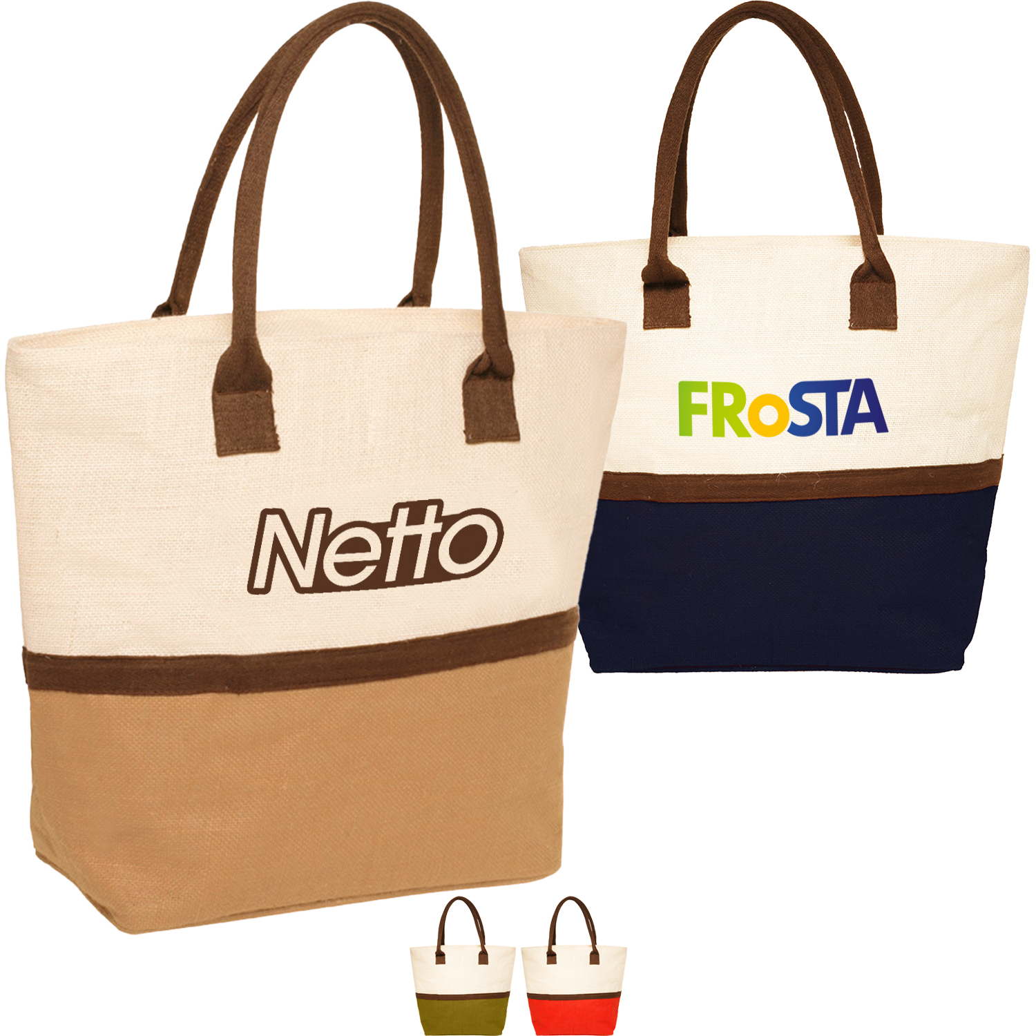 Eco-friendly Beach Jute Tote bag  W/ Gusset & Zipper (17" x 13" x 6")