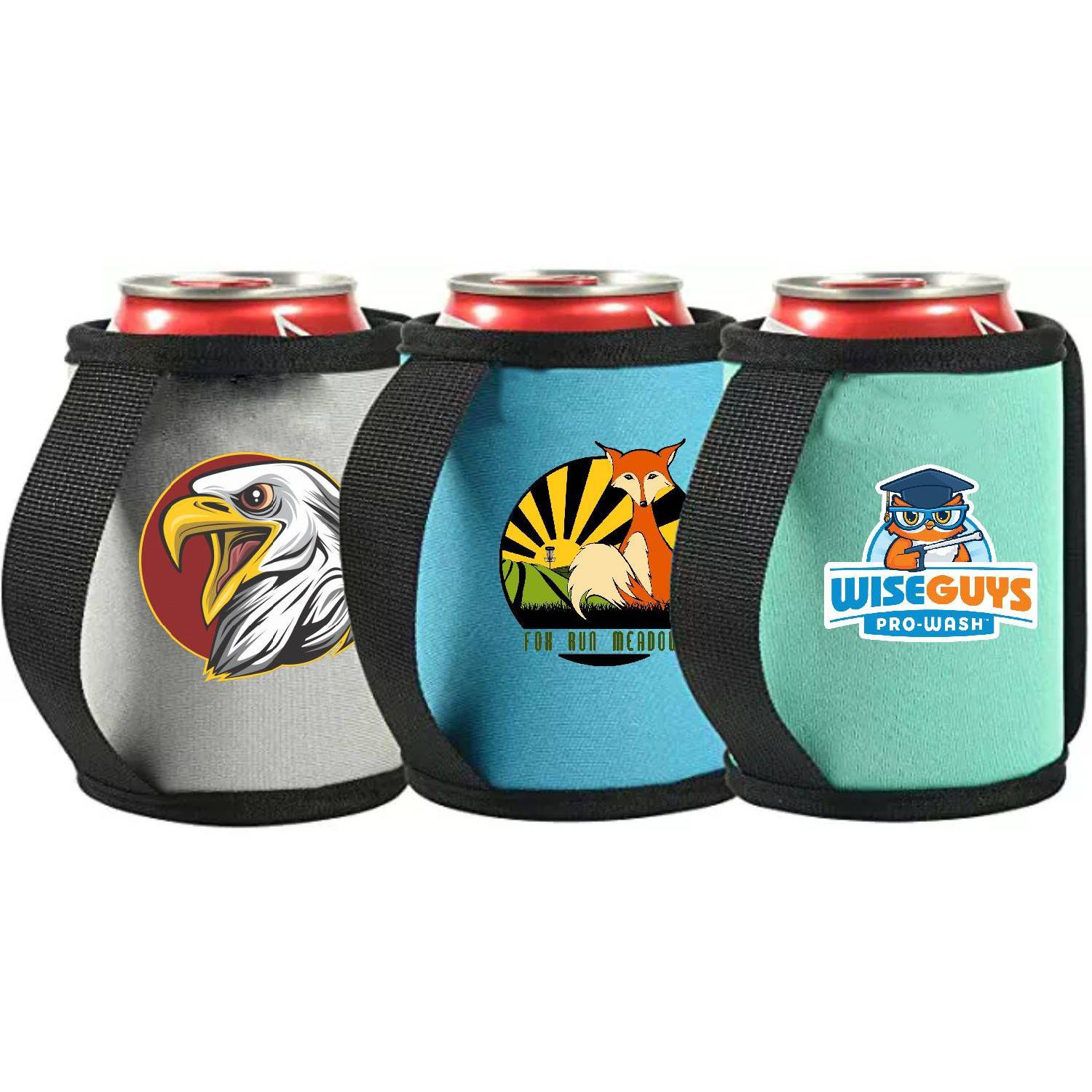 12 Oz. Neoprene Sublimated Can Cooler w/ Strap Handle