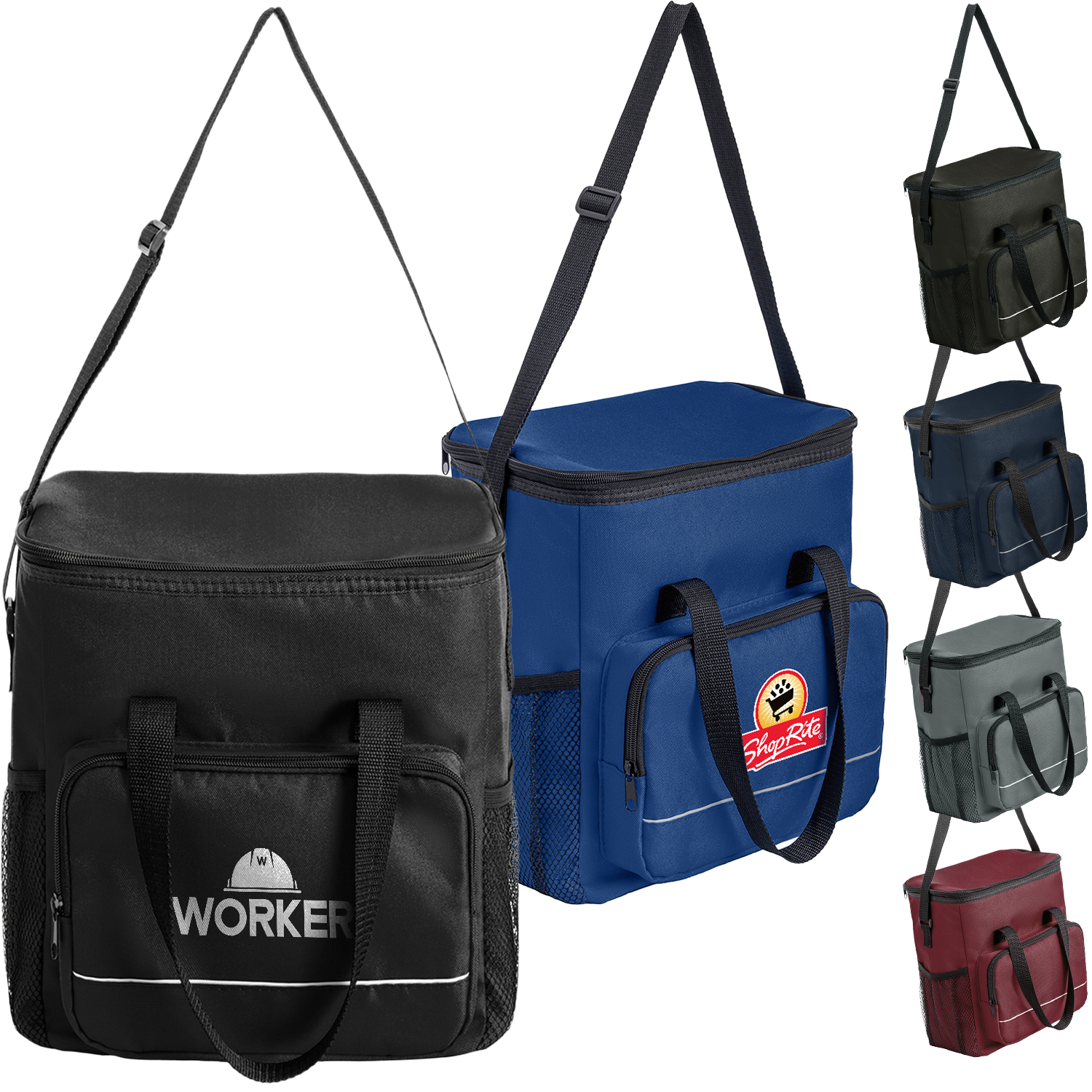 600D Insulated Lunch Bag with Side Mesh Pocket & Double Handles
