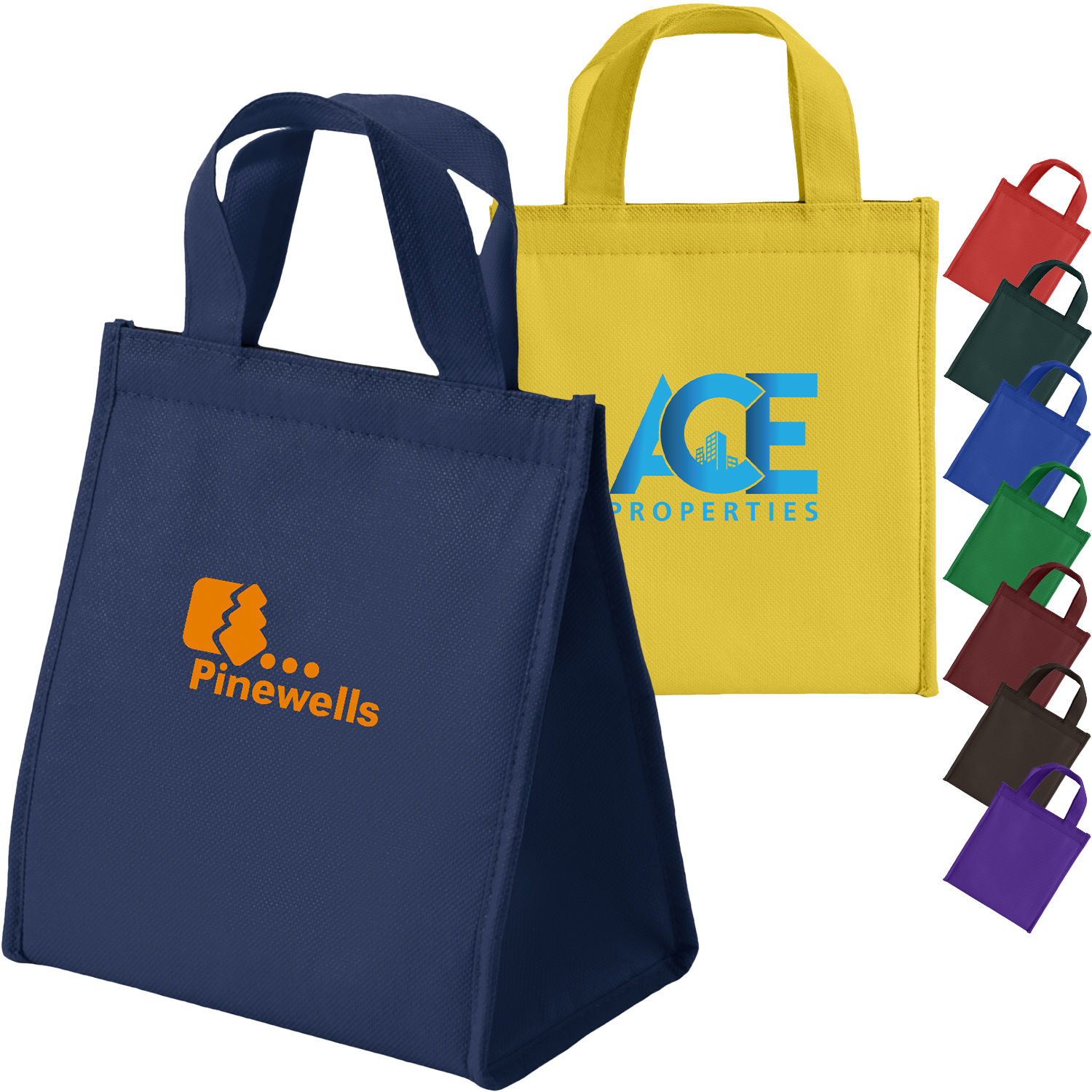 Non-woven Insulated Lunch Tote Bag w/ Self Fabric Handles