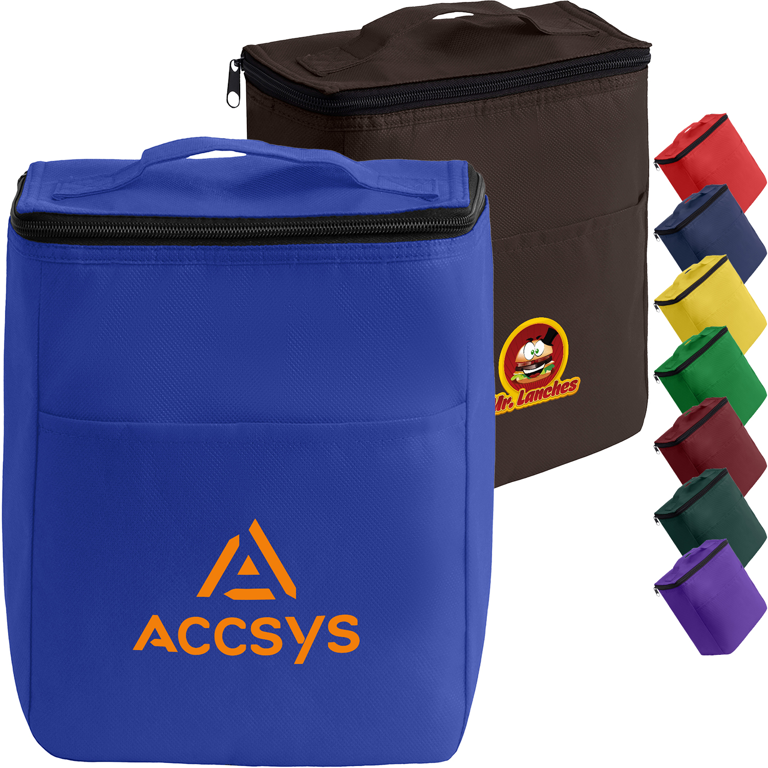 Non-woven Food Safe Foil Lining Lunch Bag w/ Zipper closure