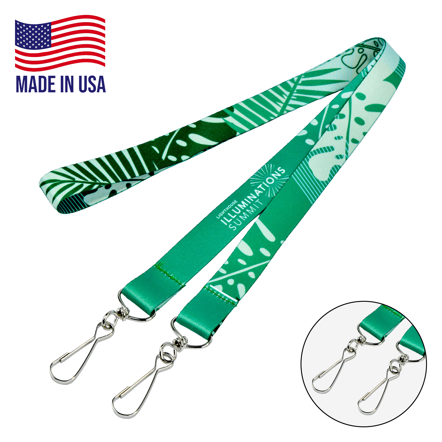 3/4" USA Made Double Ended Dye-Sub Lanyard