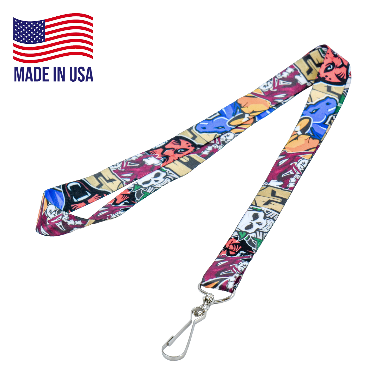 USA made Lanyard - 3/4 inch Dye-Sublimation w/ J-hook