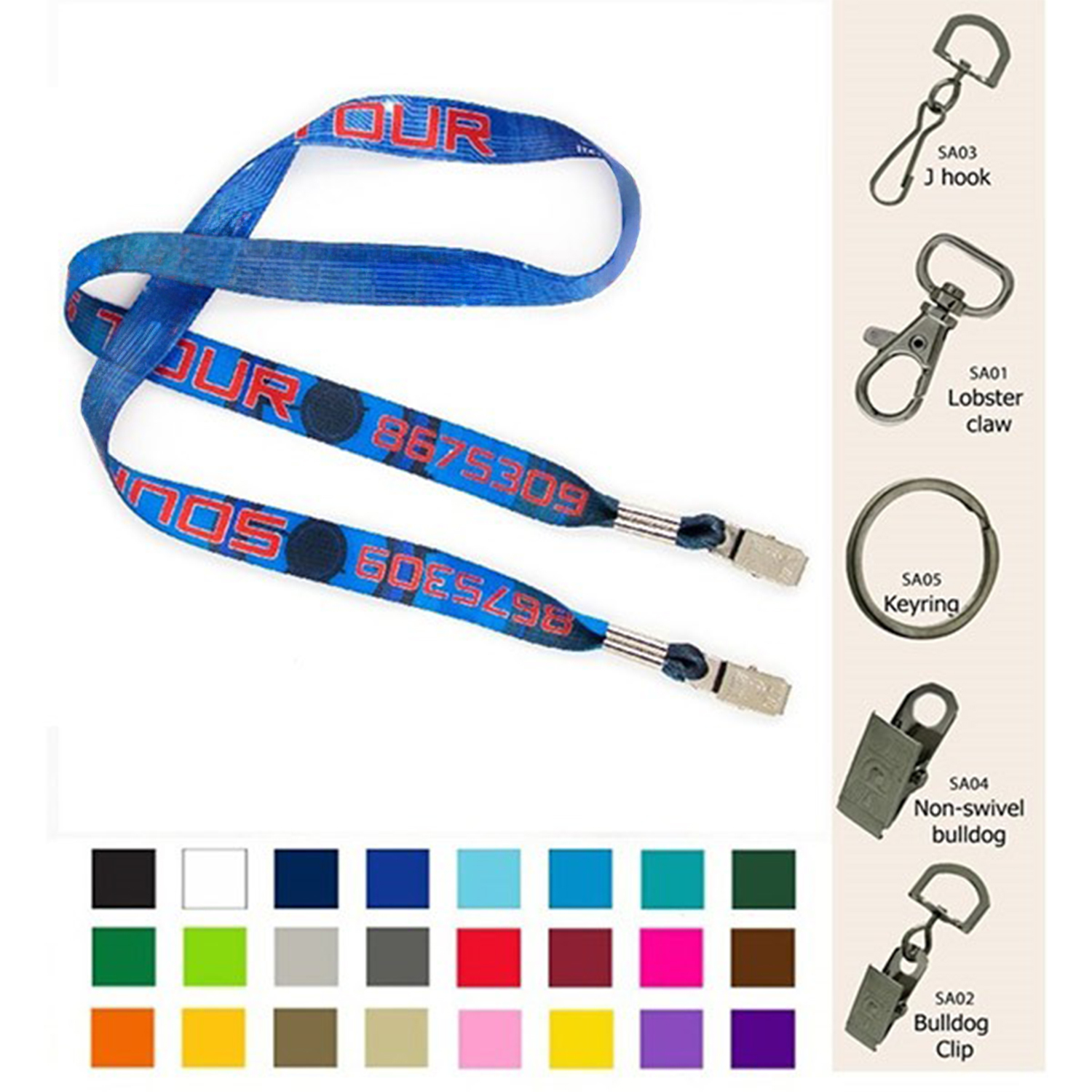 5/8" Double Ended Polyester Dye-Sublimation Lanyard Full Color