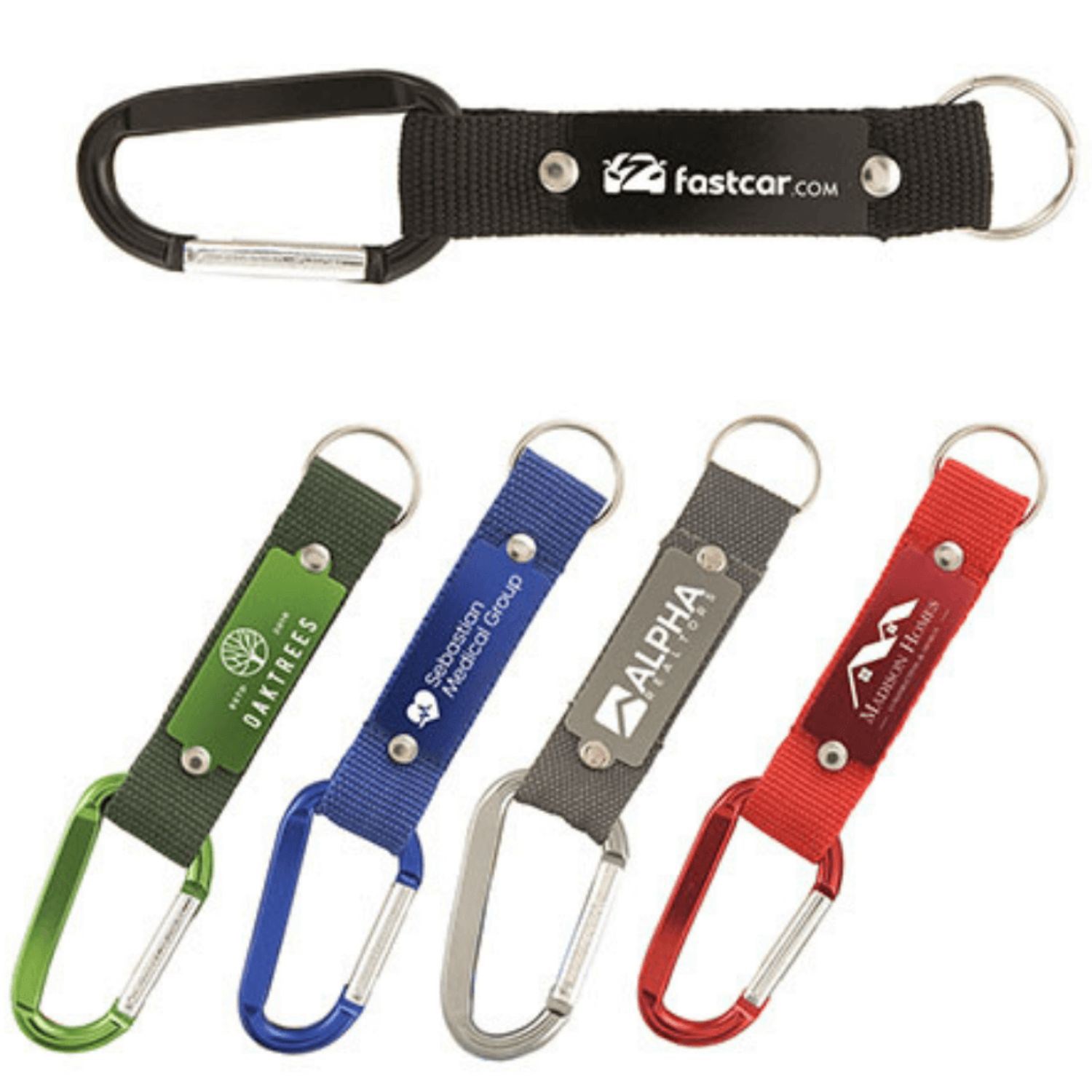 3/4" Aluminum Tag Carabiner Pocket Lanyards w/ Keyring