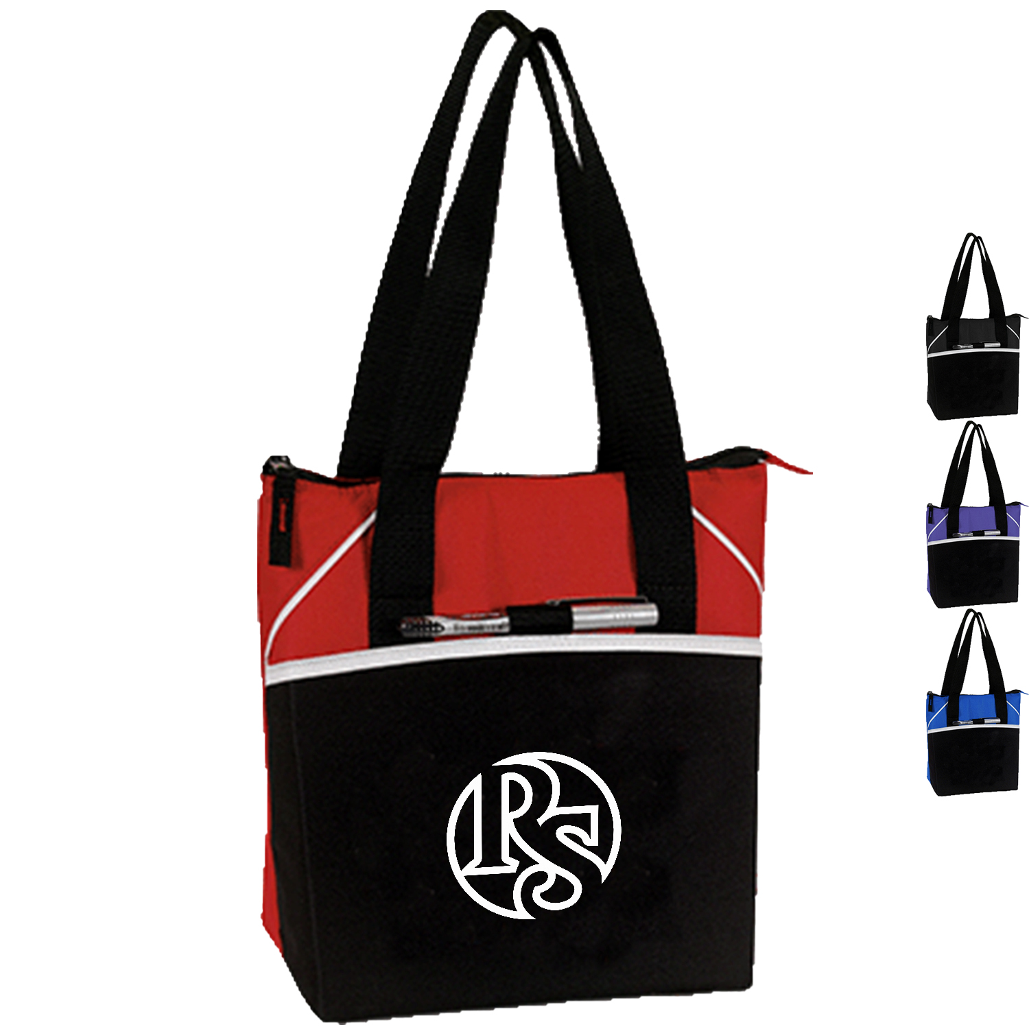 Premium Insulated 8 Pack PEVA Cooler Tote Bag w/ Front Pocket (10.5” x 10.5” x 6”)