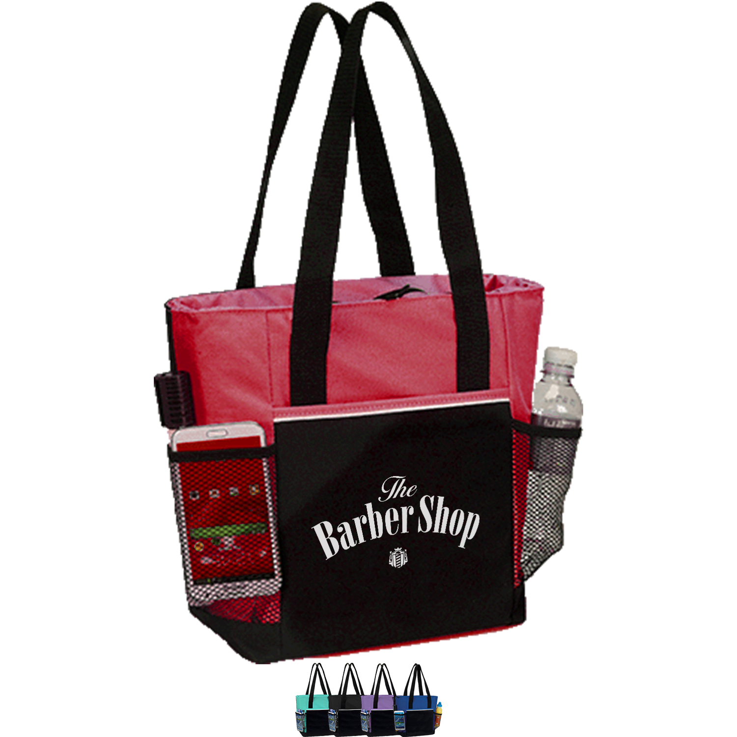 Premium Insulated 16 Pack Cooler Tote Bag w/ Front Pocket & Dual Side Mesh Pocket (15” x 12” x 6”)