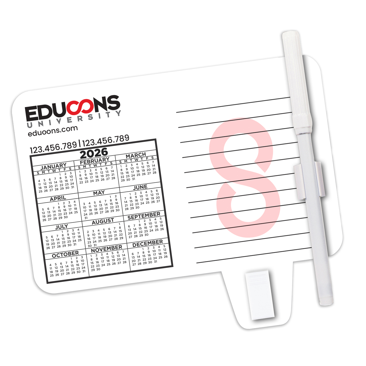Magnetic Calendar - Memo Board with Erase Pen & Clip