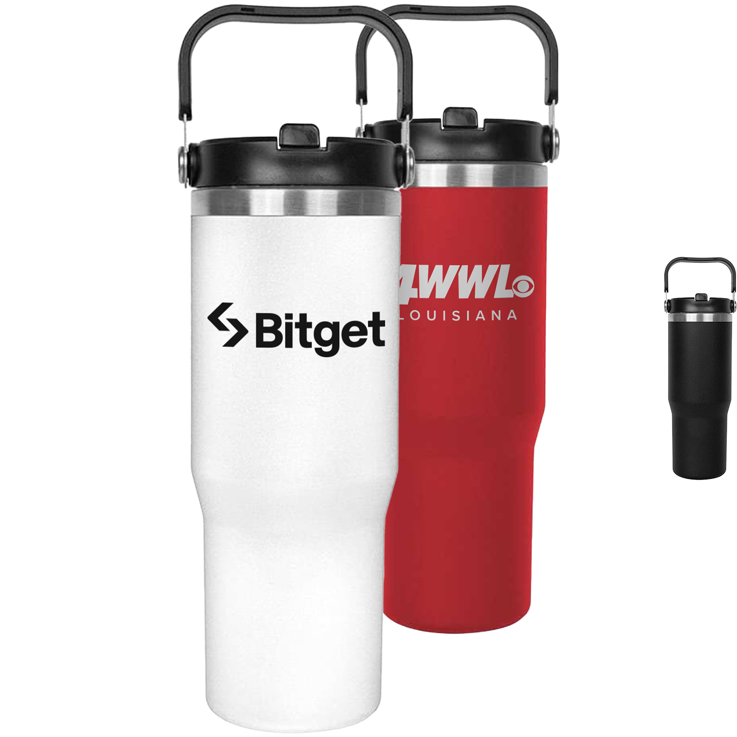 Insulated Stainless Steel Tumbler w/Straw handle lid