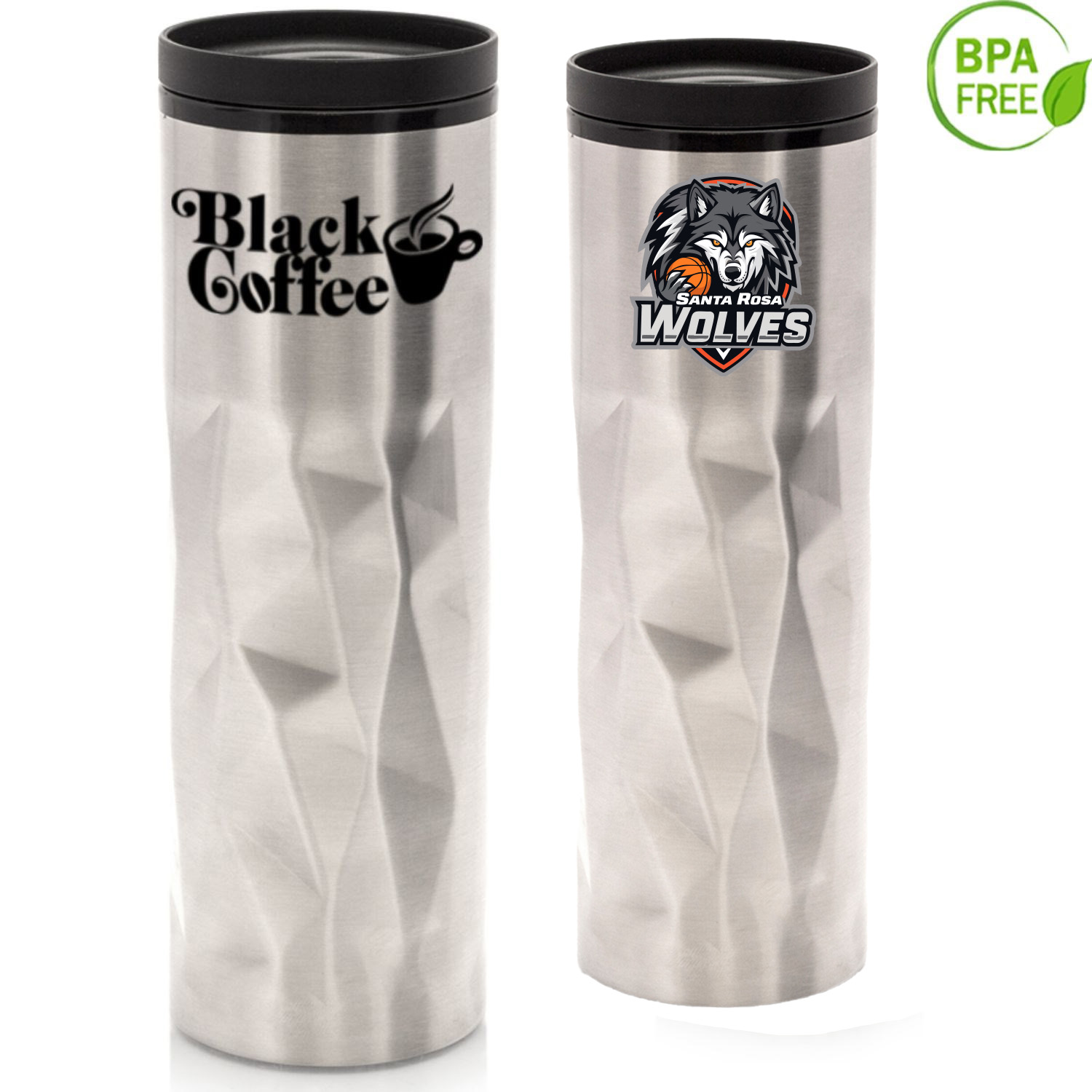 16 oz BPA free Stainless Steel Travel Mug w/ Thumb-Slide Lid