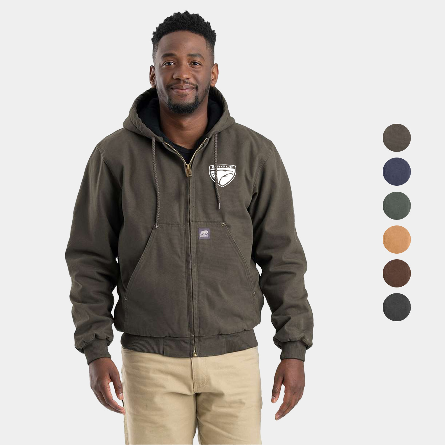 BERNE® Men's Heartland Washed Cotton Duck Hooded Jacket