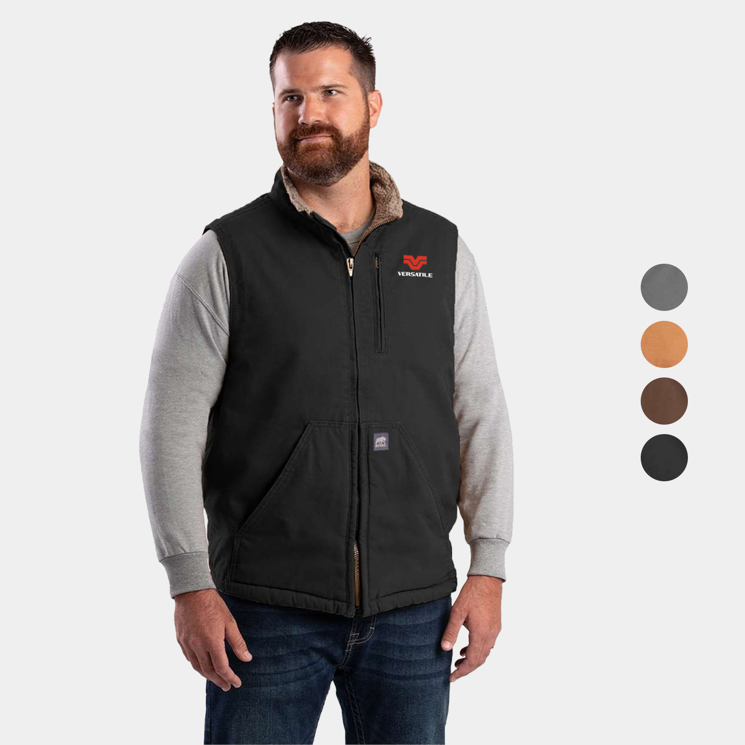 BERNE® Men's Heartland Sherpa-Lined Washed Duck Vest