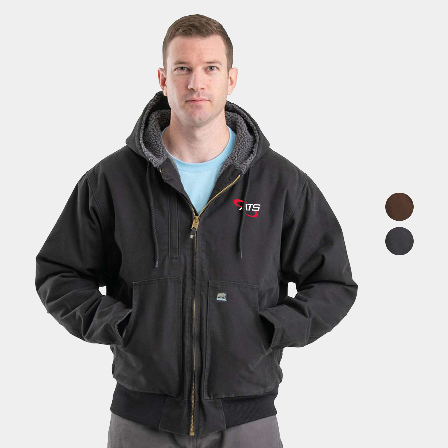 BERNE® Men's Highland Flex180® Washed Duck Hooded Work Jacket