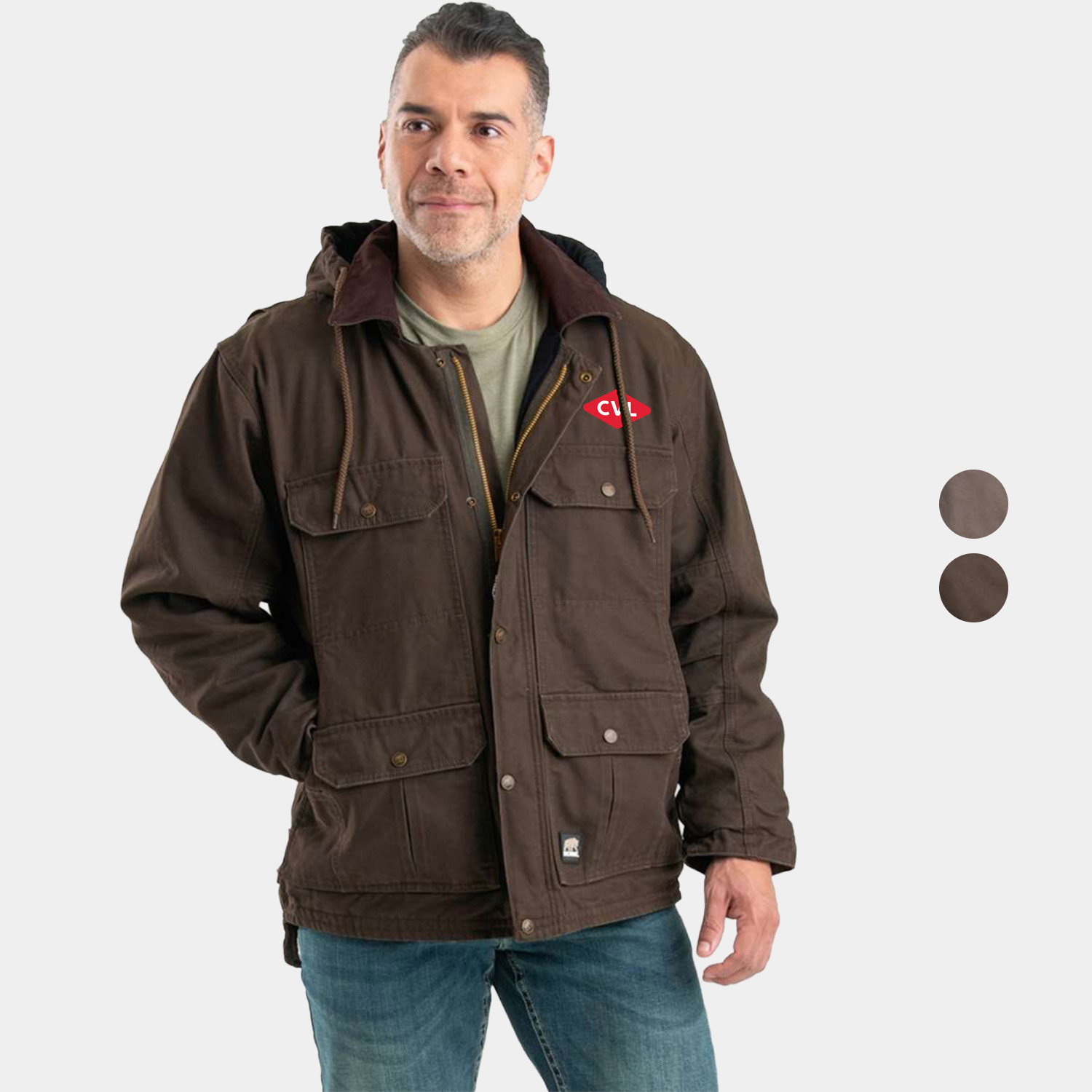 BERNE® Men's Heartland Washed Duck Zip-Off Hooded Coat