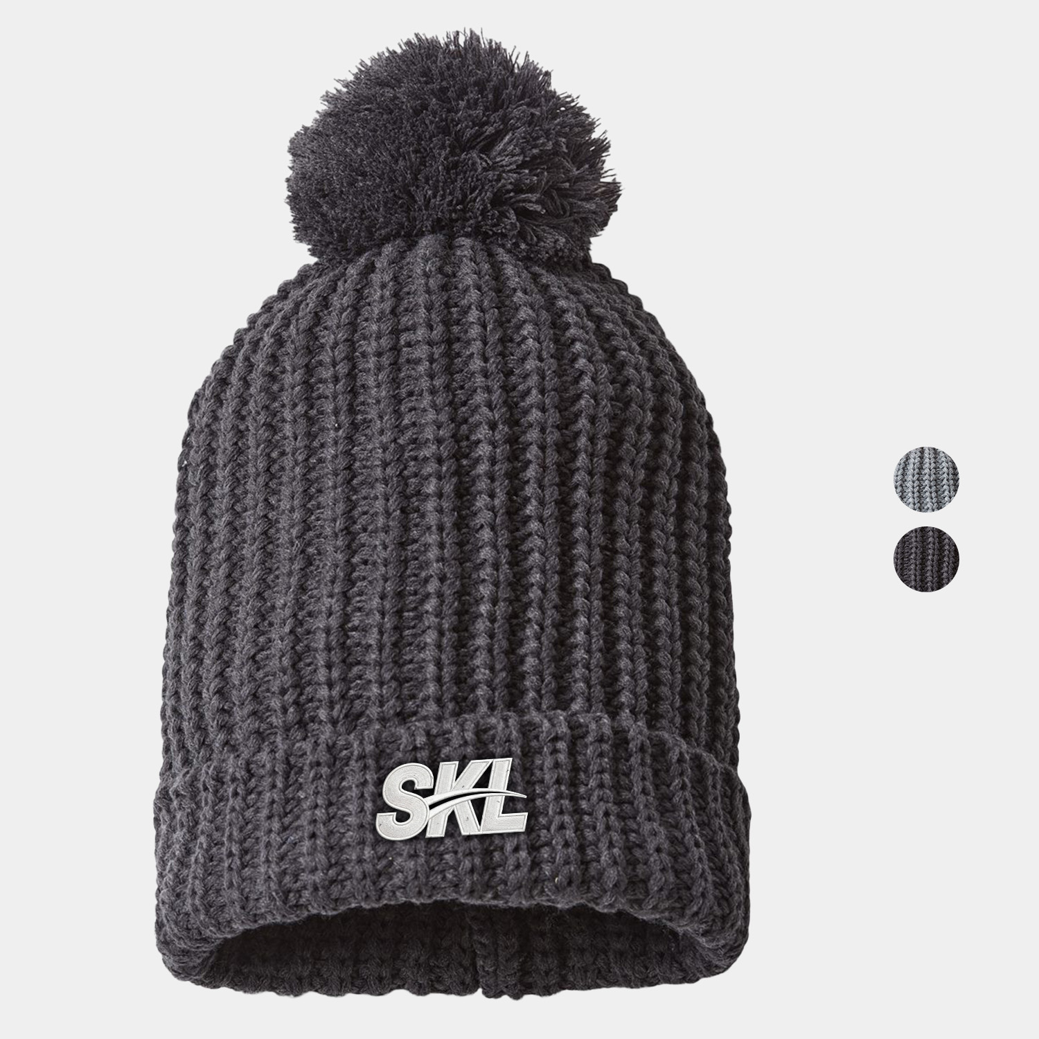 Chunky Cable Knit Pom Beanie
