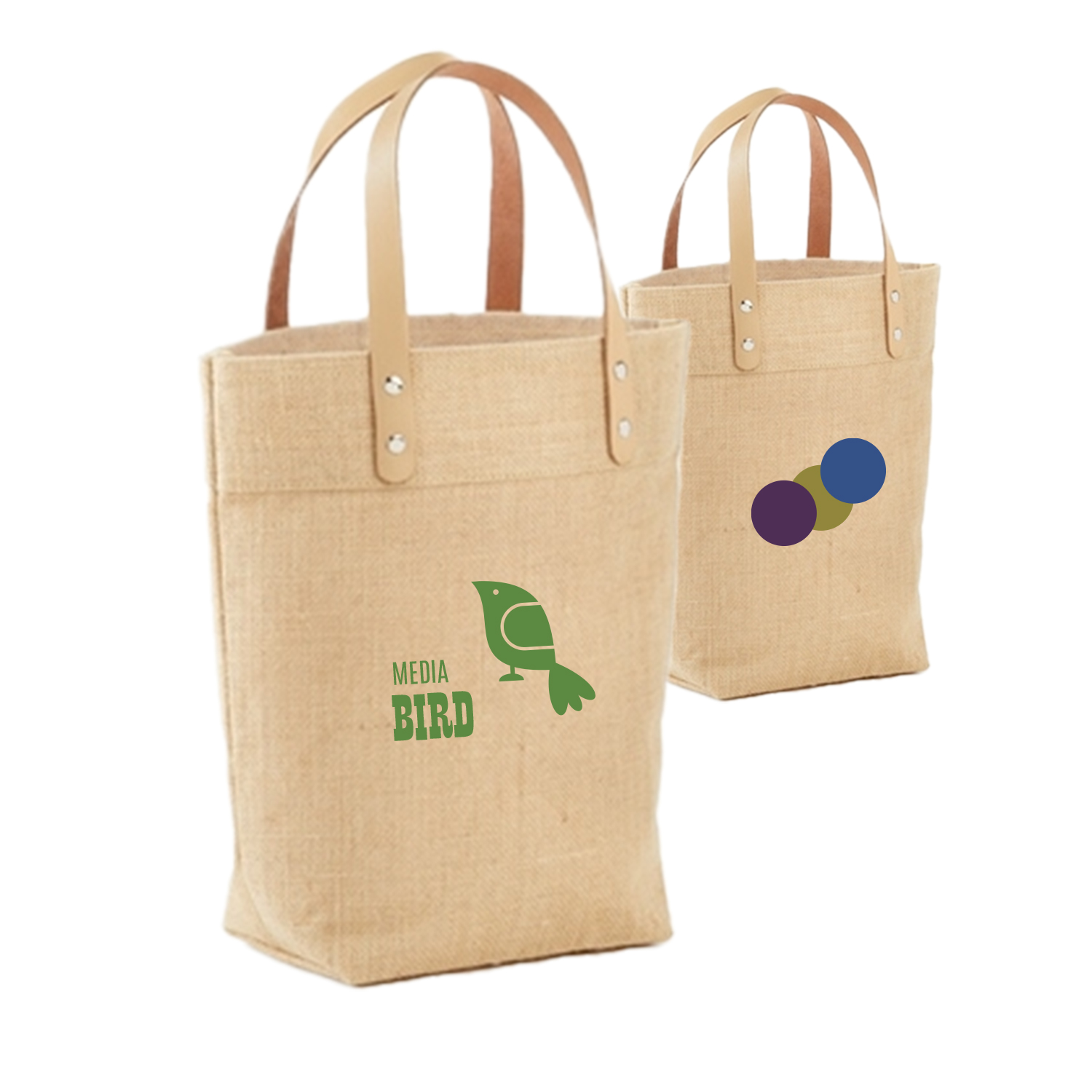 Eco-Friendly Mini Jute Tote with Leather Handles