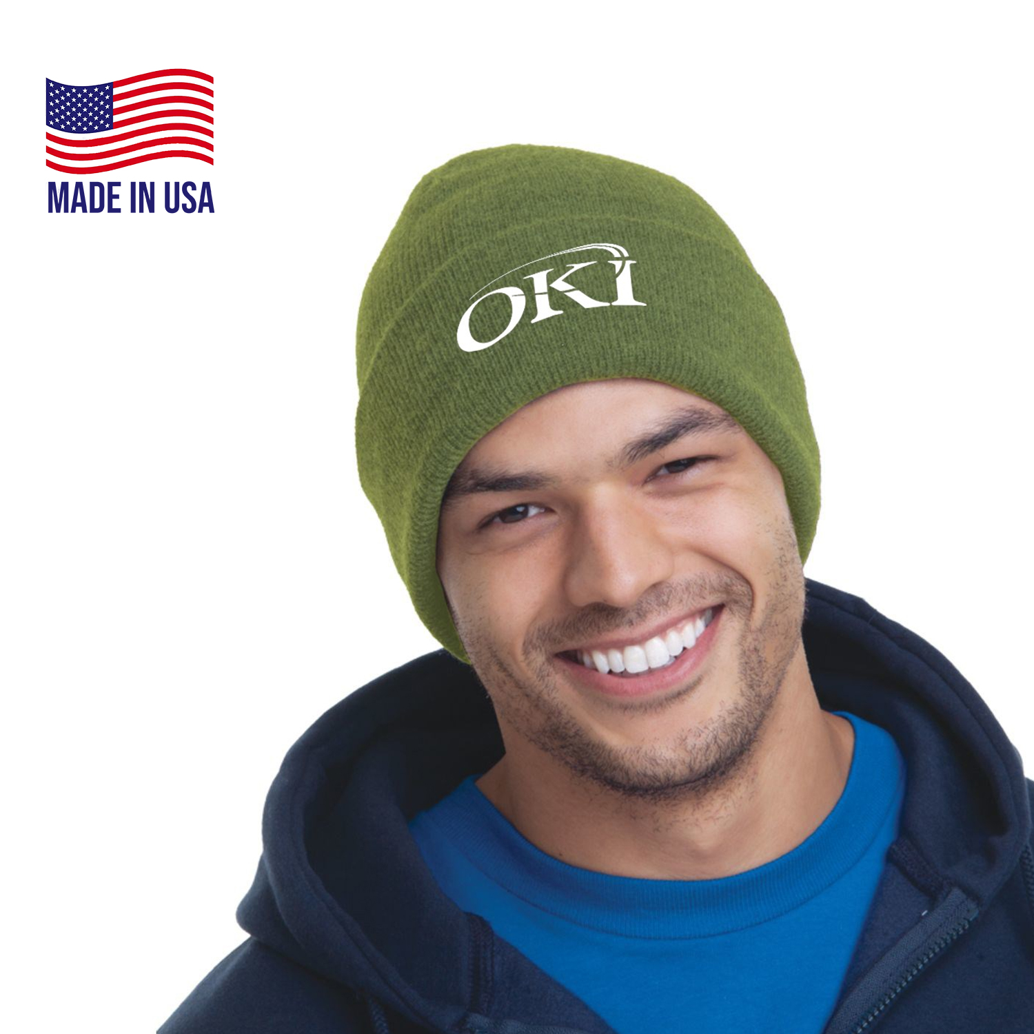 USA-Made 12" Headwear Acrylic Knit Beanie