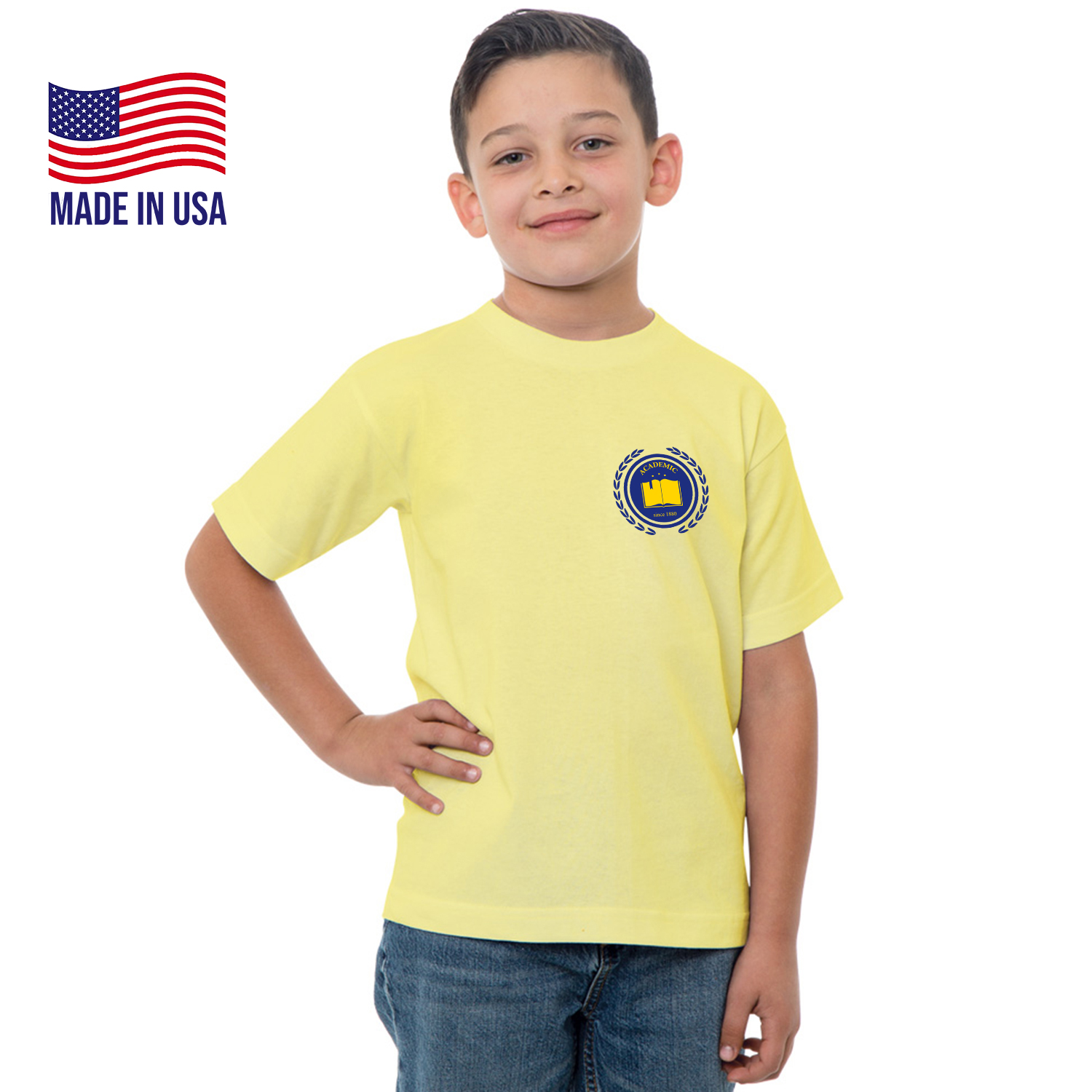 100% Cotton USA-Made Youth Crew Tee