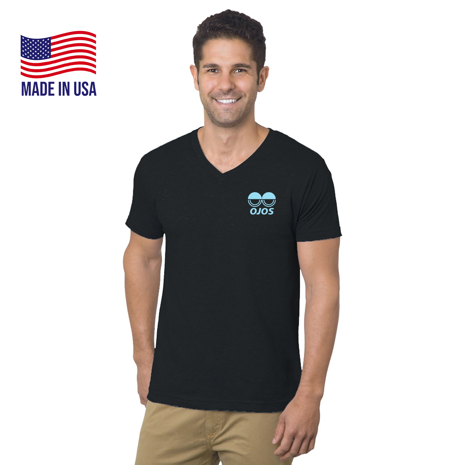 USA-Made Fine Jersey Crew V-Neck