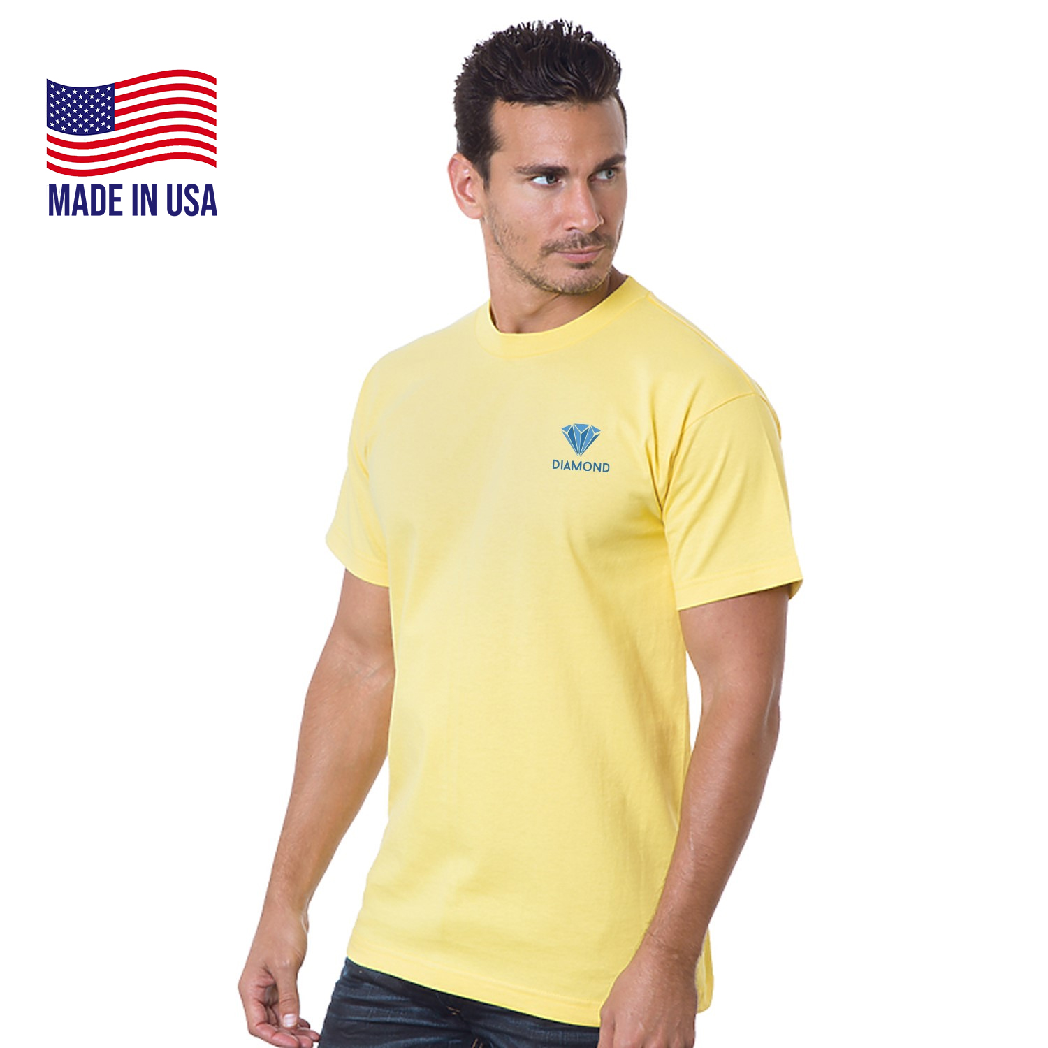 USA-Made 100% Pre-Shrunk Heavyweight Crew Tee Shirt