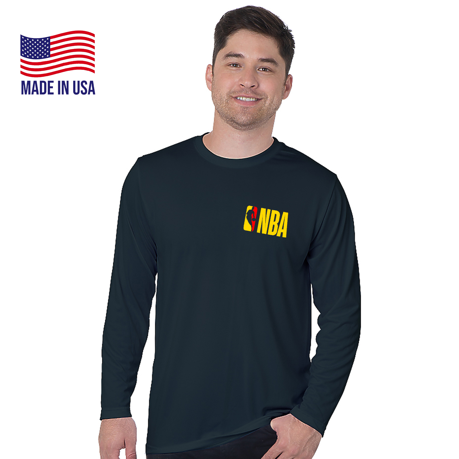 USA-Made 100% Poly Crew Performance Long Sleeve Tee