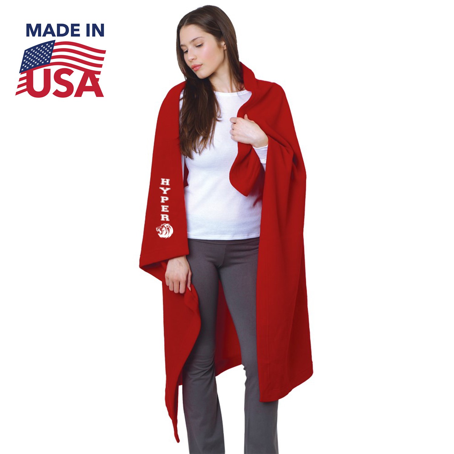 48″ X 60″ USA-Made Pre-Shrunk Stadium Fleece Blanket