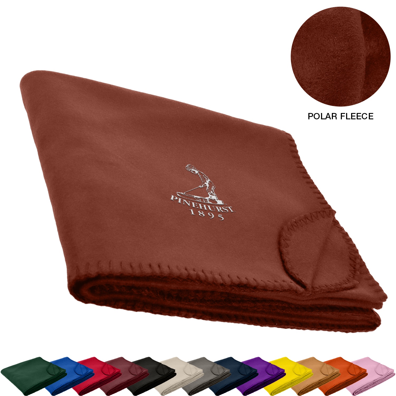 260 GSM Polar Fleece Throw Blanket with Matching Whipstitch Trim 50"x 60"