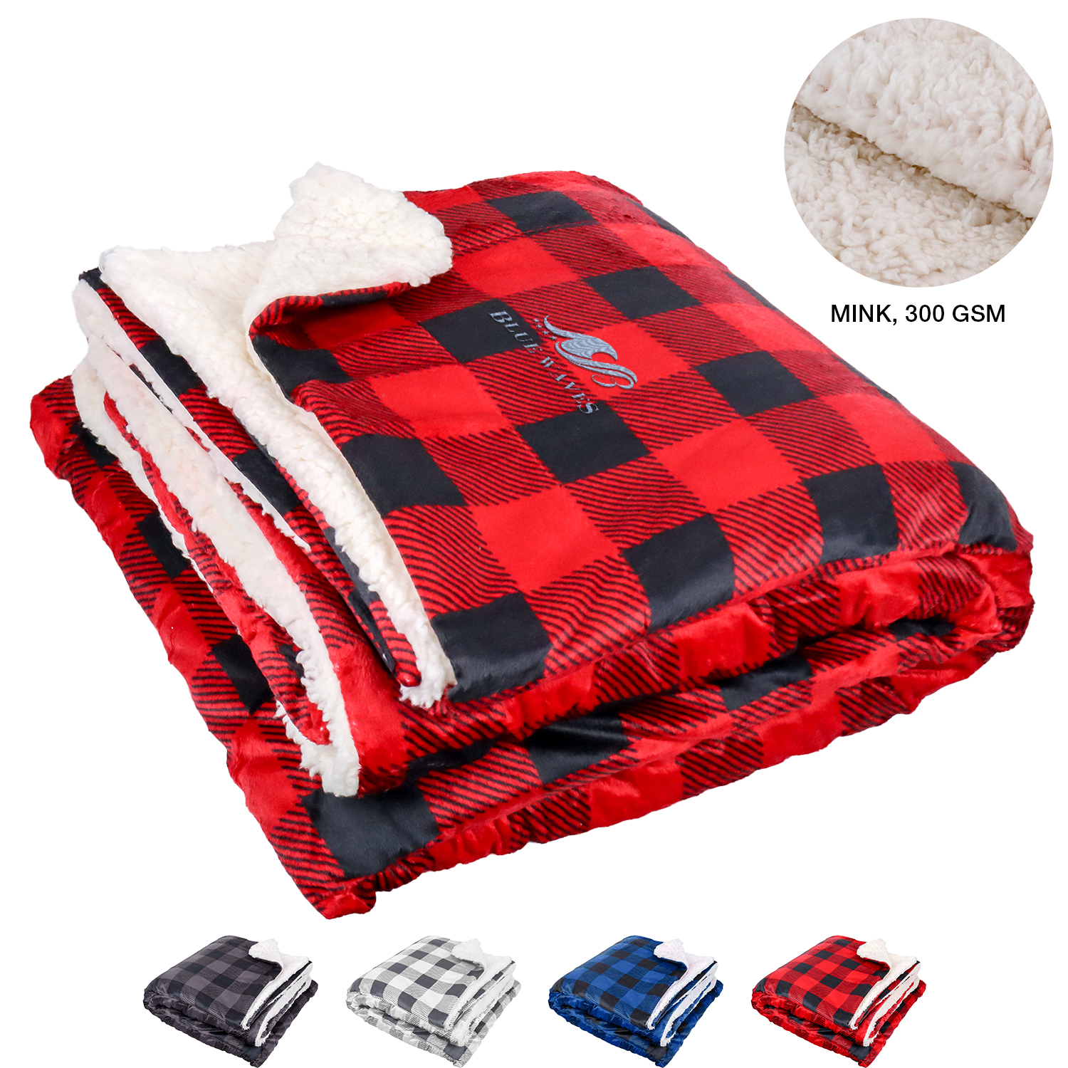 50"x 60" Mink Sherpa Blankets Plaid