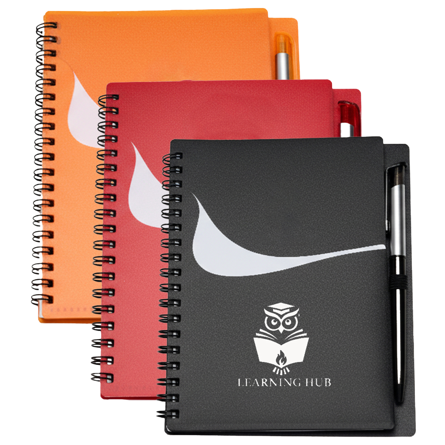 Wavy Design PP Cover RIng Notebook with Matching Pens