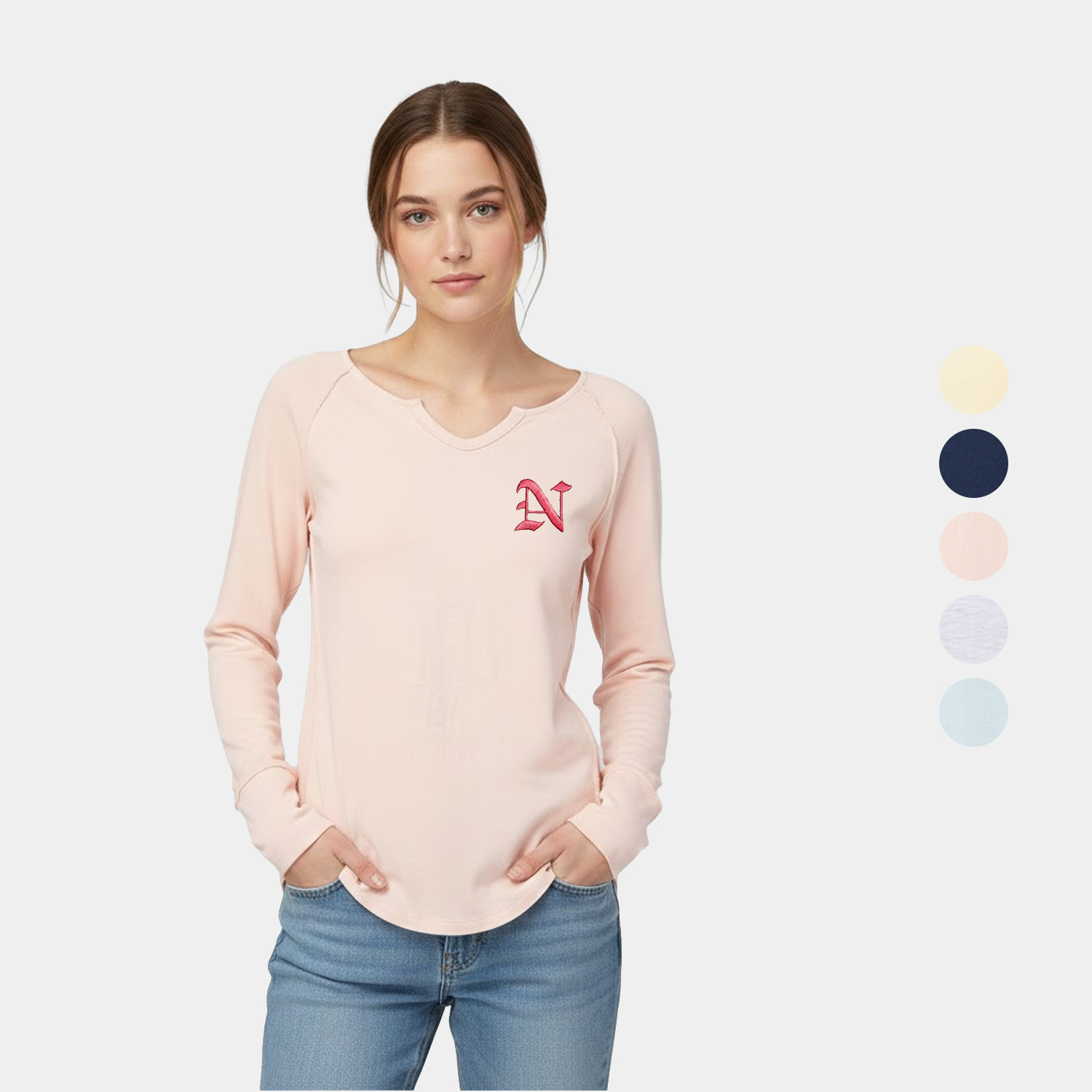 Libby Women’s Curved Hem Semi Fitted Long Sleeve Tee