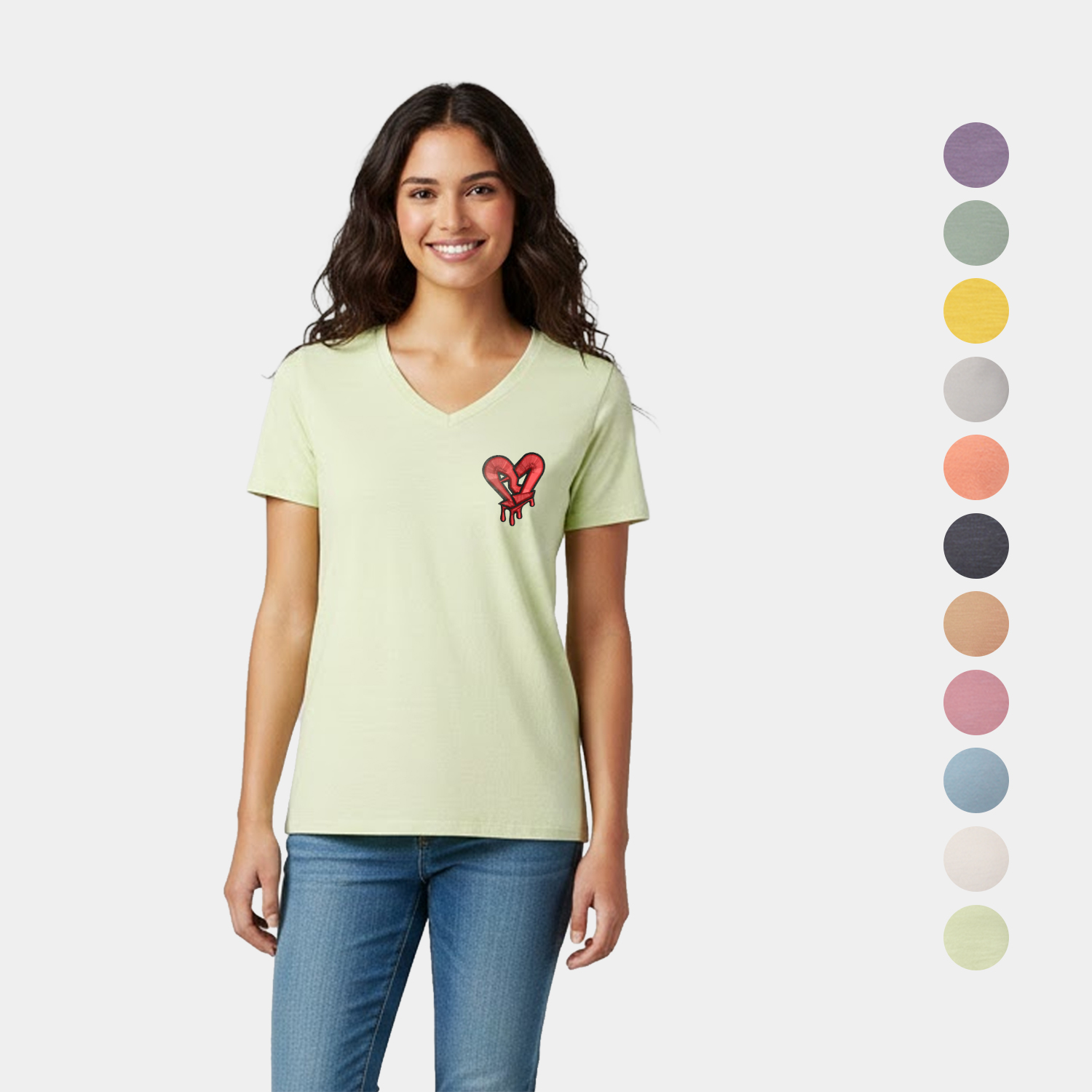 Vera Women’s Semi Fitted Slub Jersey V-Neck Tee