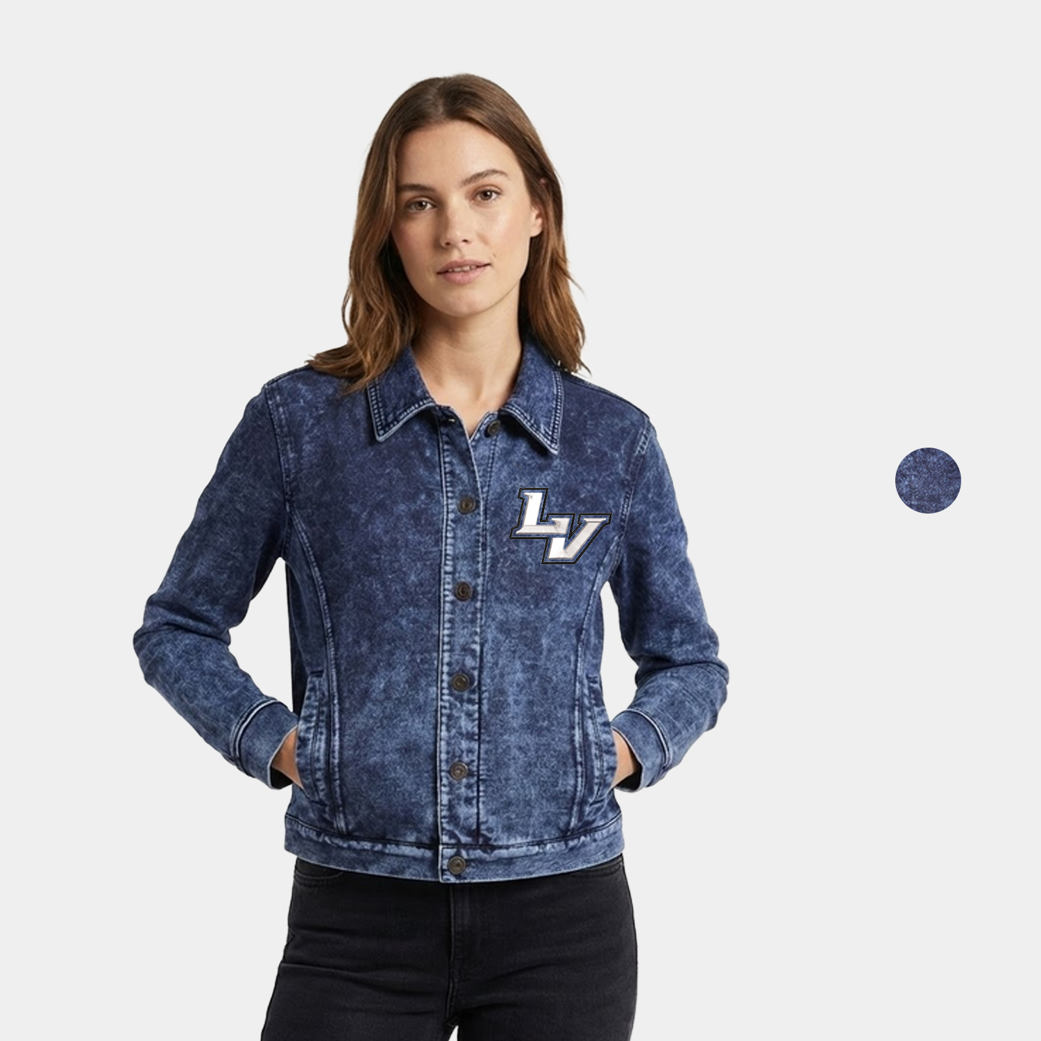 Mila Women’s Acid Wash French Denim Terry Jacket