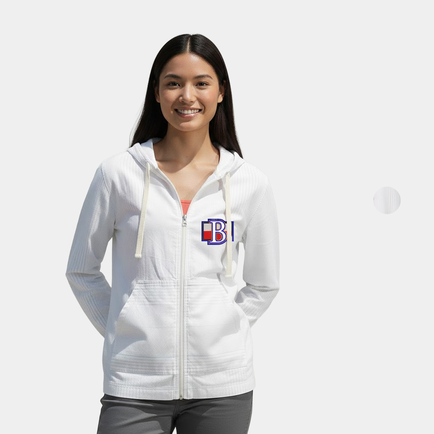 Mood & Vibe™ Ladies Cotton Poplin Zip Hooded Jacket