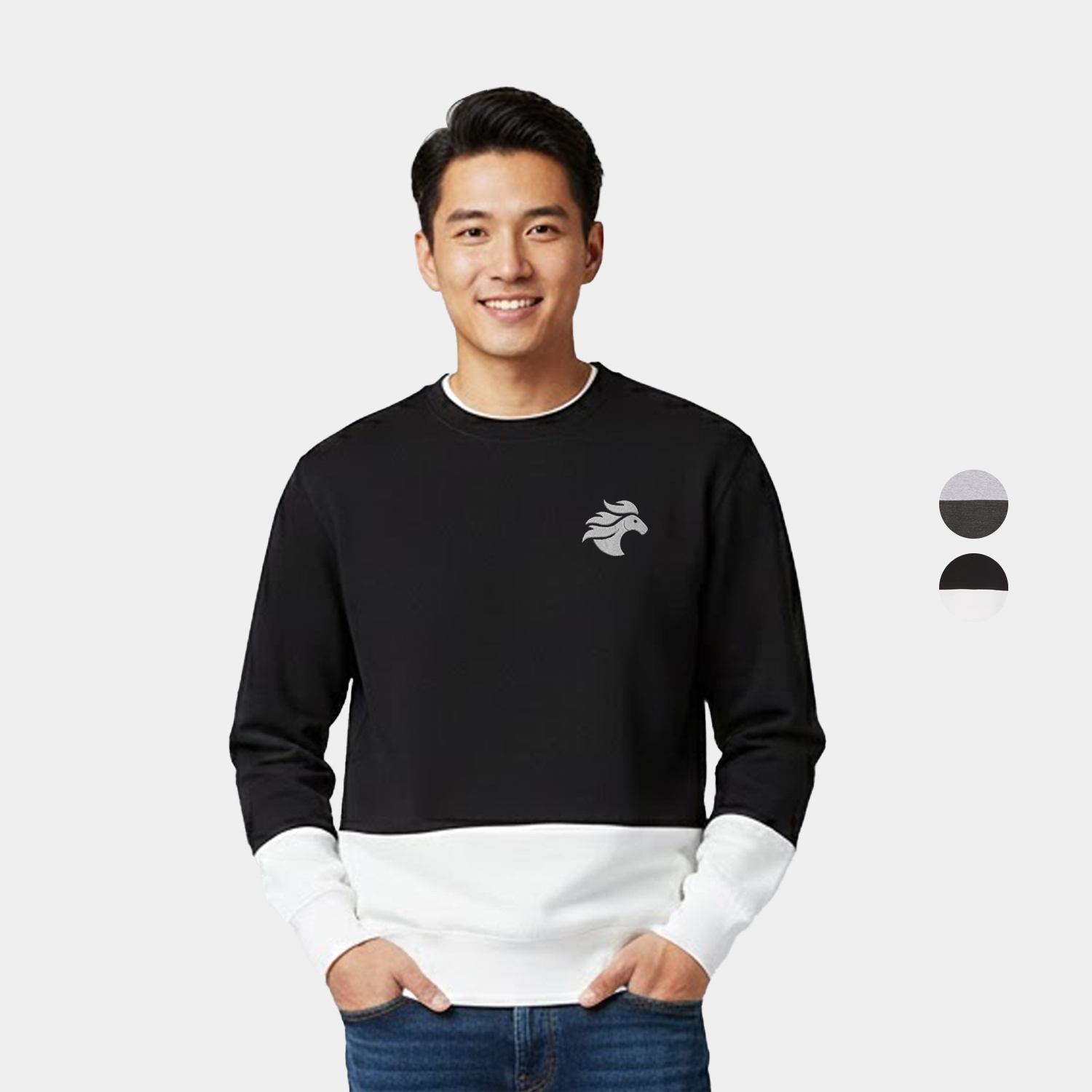 Micah Cut & Sew Colorblock Crewneck Sweatshirt