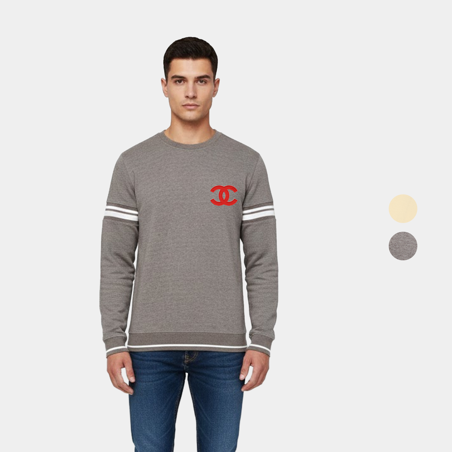 Donovan Interlock Jersey Striped Rib Crewneck Sweatshirt