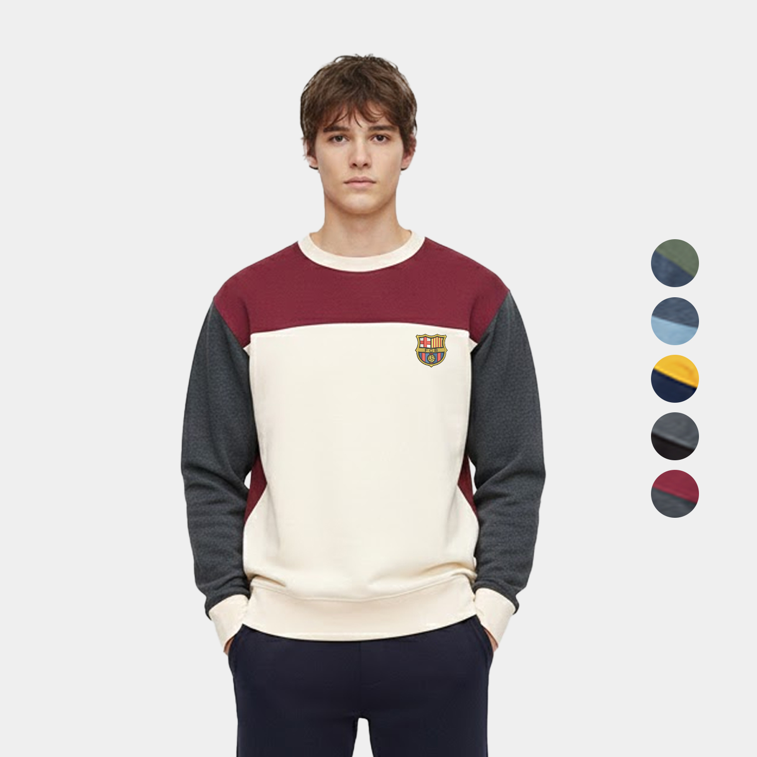 Otto Contrast Yoke Colorblock Crewneck Sweatshirt