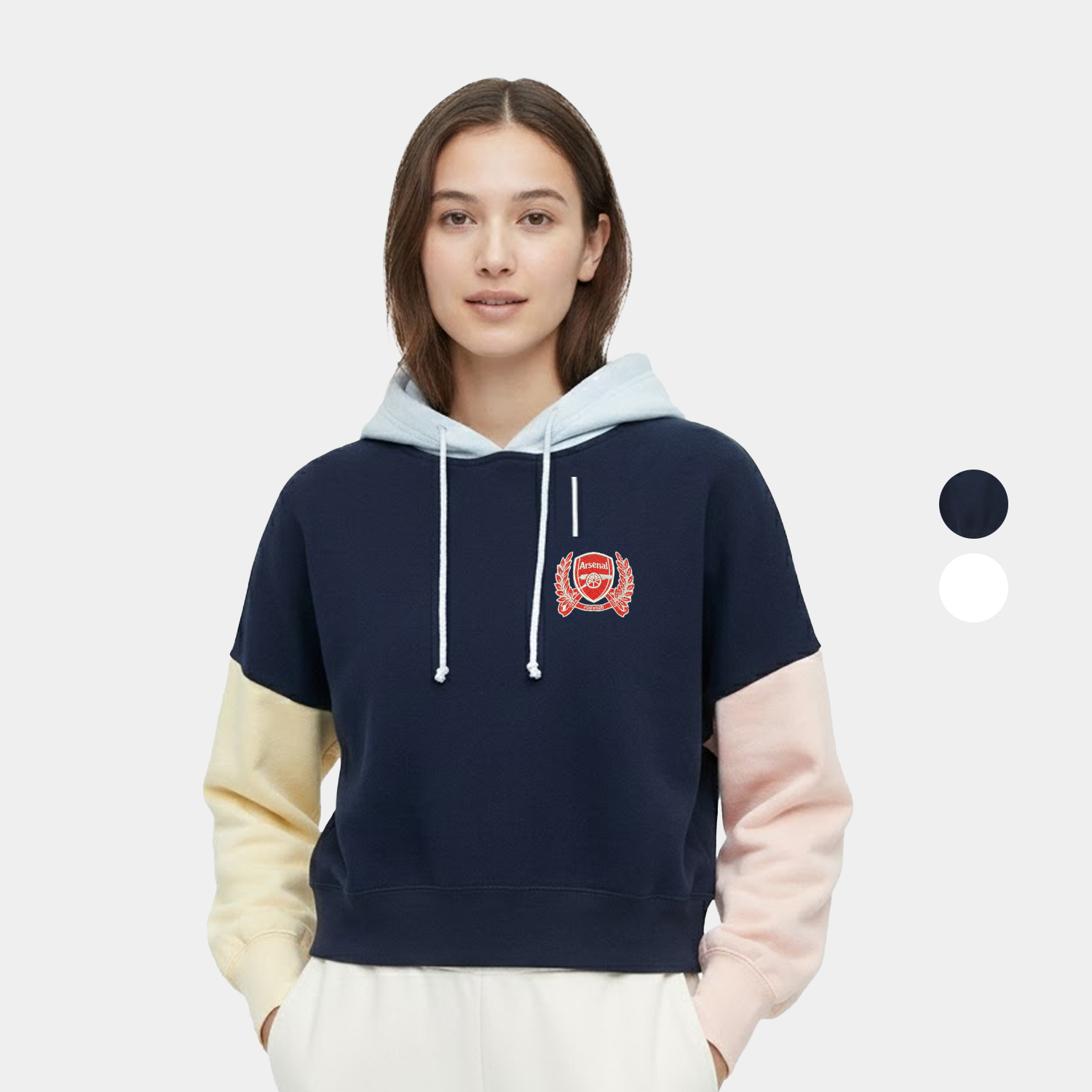 Annabelle Women’s Sueded Cropped Colorblock Hoodie