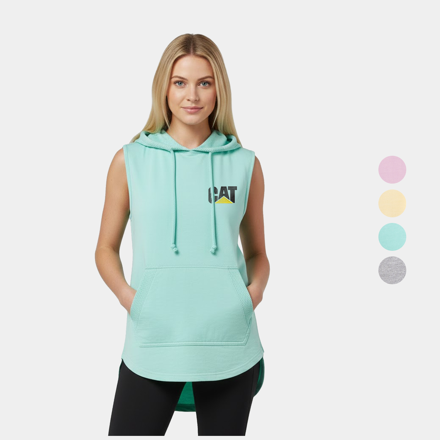 Kinsley Women’s Sleeveless French Terry Hoodie with Waffle Knit