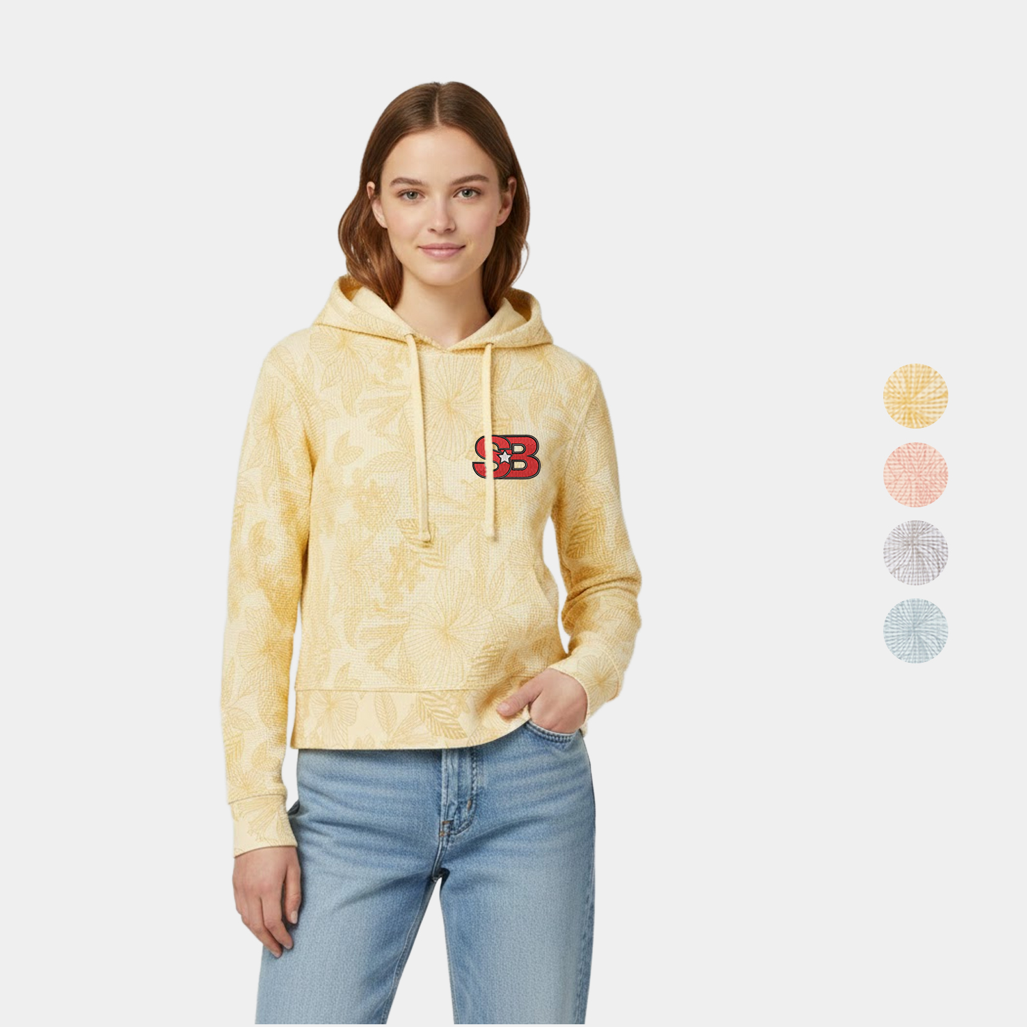 Maddie Women’s Floral Print Waffle Knit Hoodie