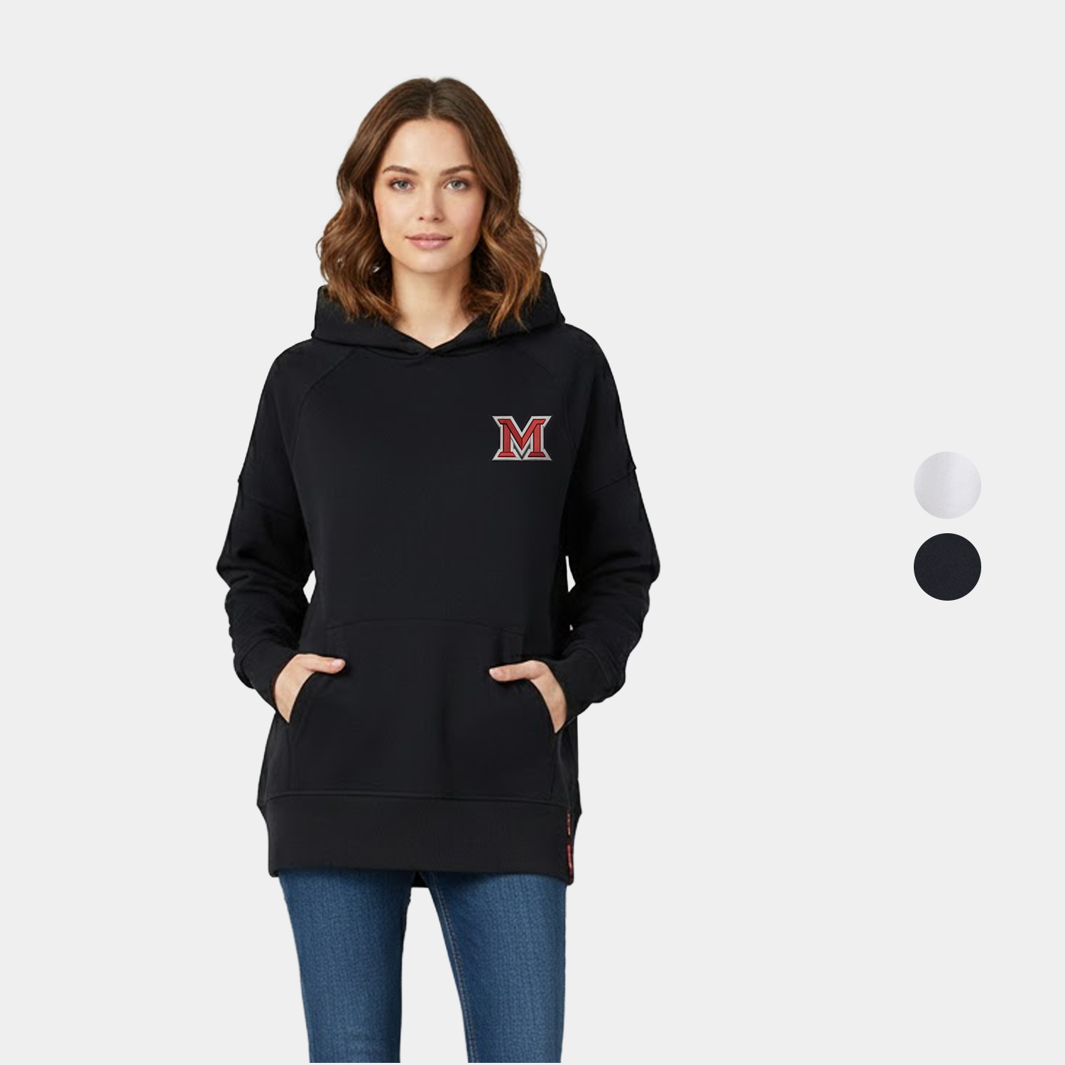 Mood & Vibe™ Ladies Motif French Terry Drop Shoulder Hood