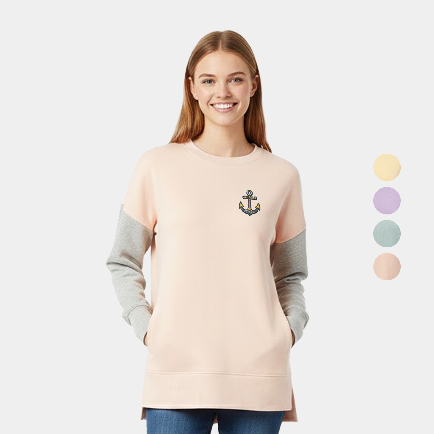 Olivia™ Women’s Center Seam Colorblock Drop Shoulder Crewneck
