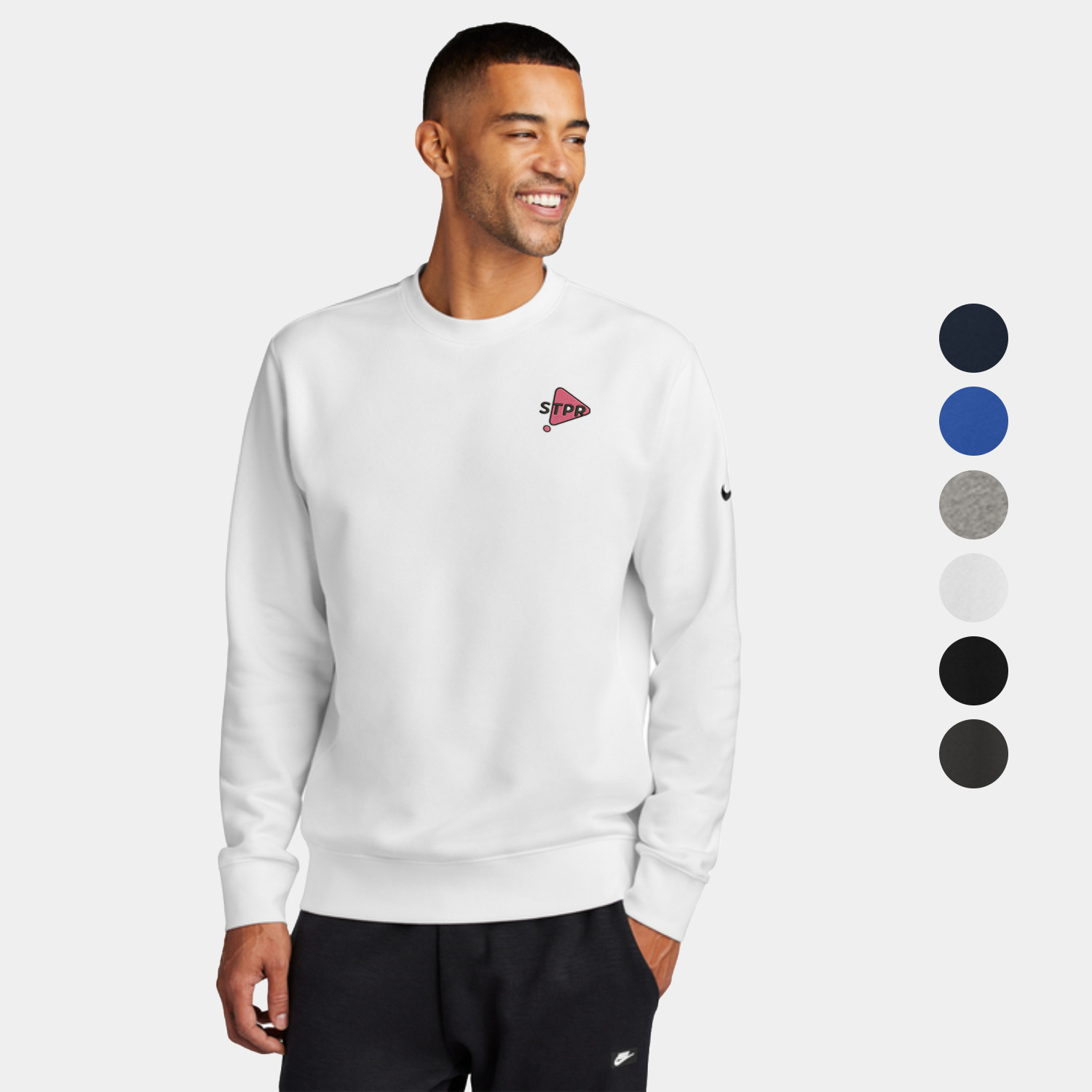 Nike Club Fleece Crew Sweatshirt with Sleeve Swoosh