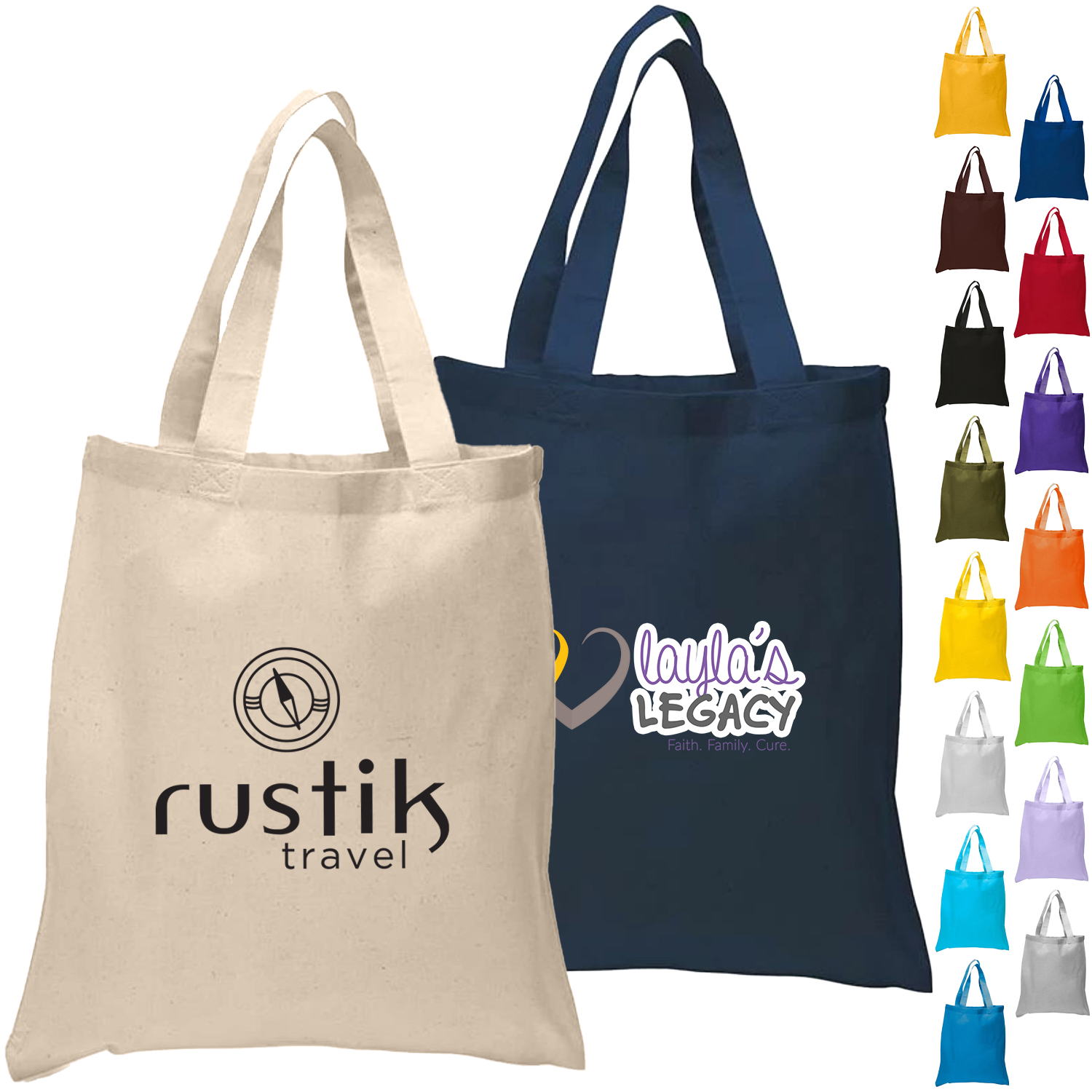 Eco-Friendly 100% Cotton Canvas Tote Bag USA Decorated (15" x 16")