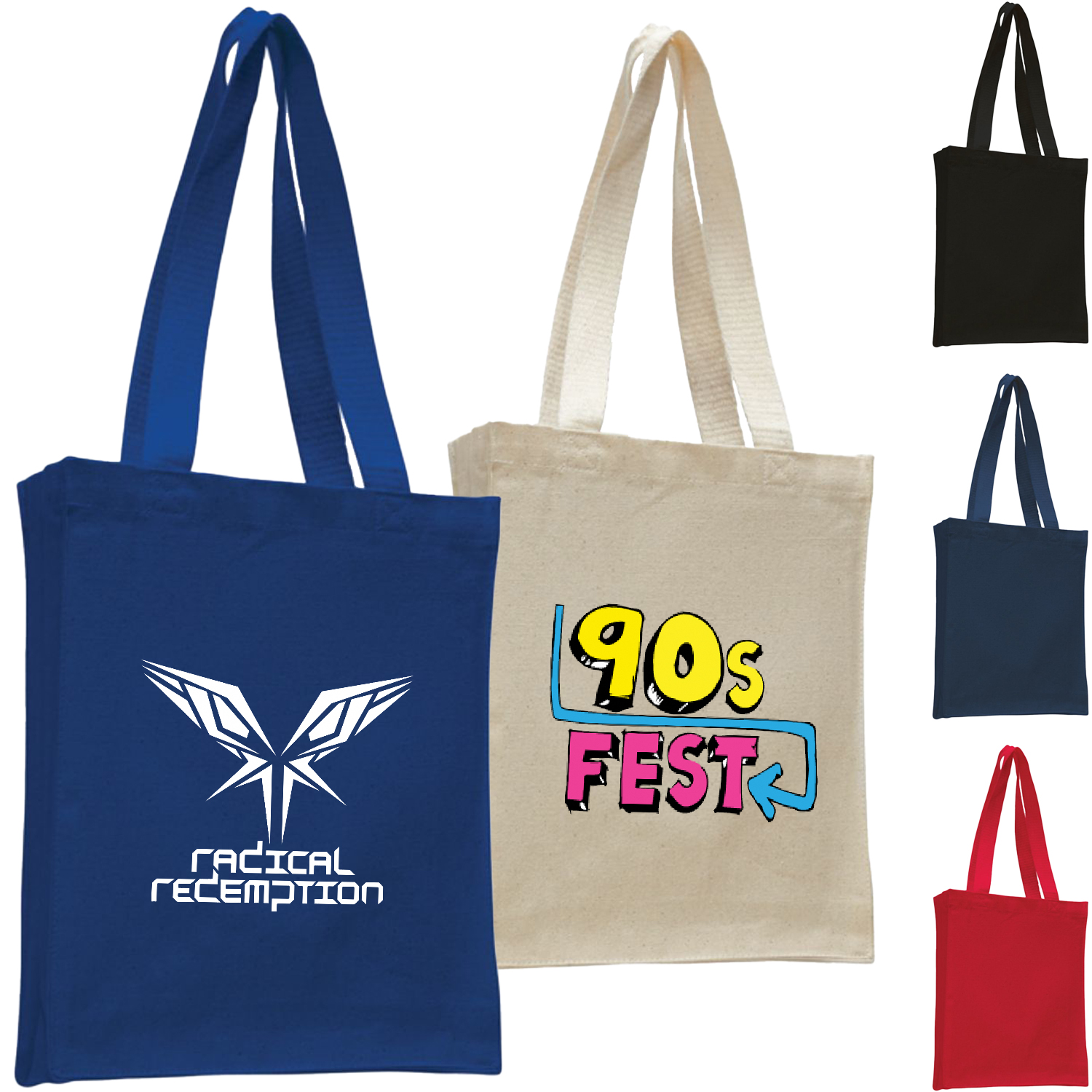 12 oz. Cotton Canvas Book Tote Bag with Gusset USA Decorated (10" x 12")