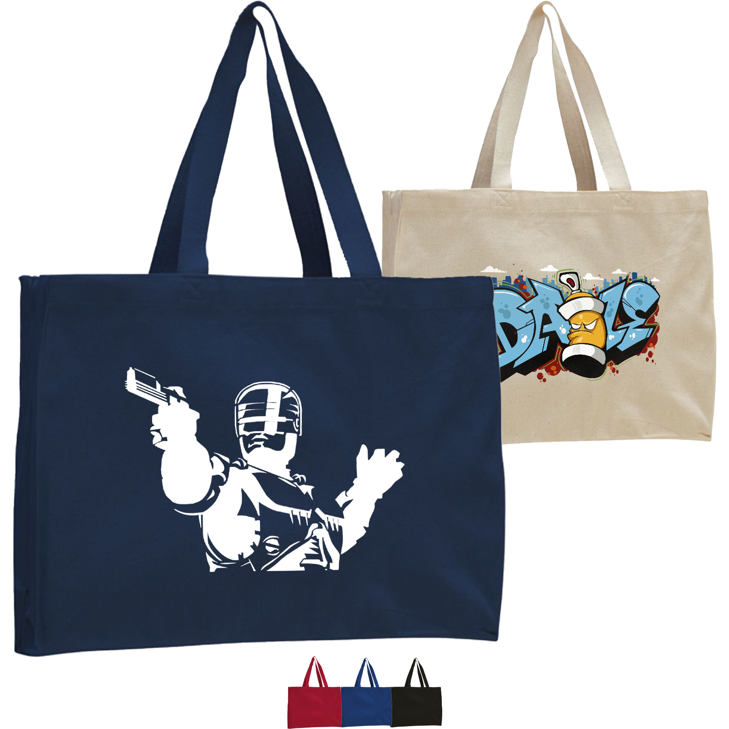 12 oz. Cotton Canvas Gusset Tote Bag w/ Web Handles USA Decorated (15" x 12")