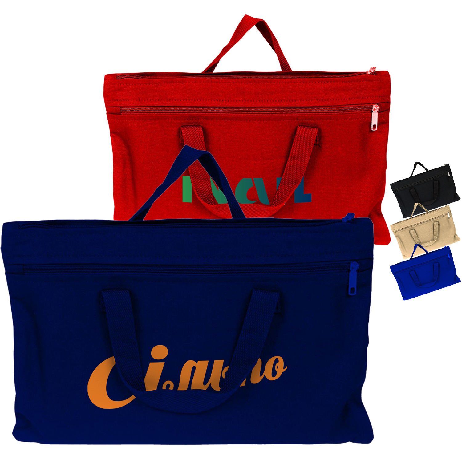 100% Cotton Canvas Document Bag USA Decorated (15.5" x 10")