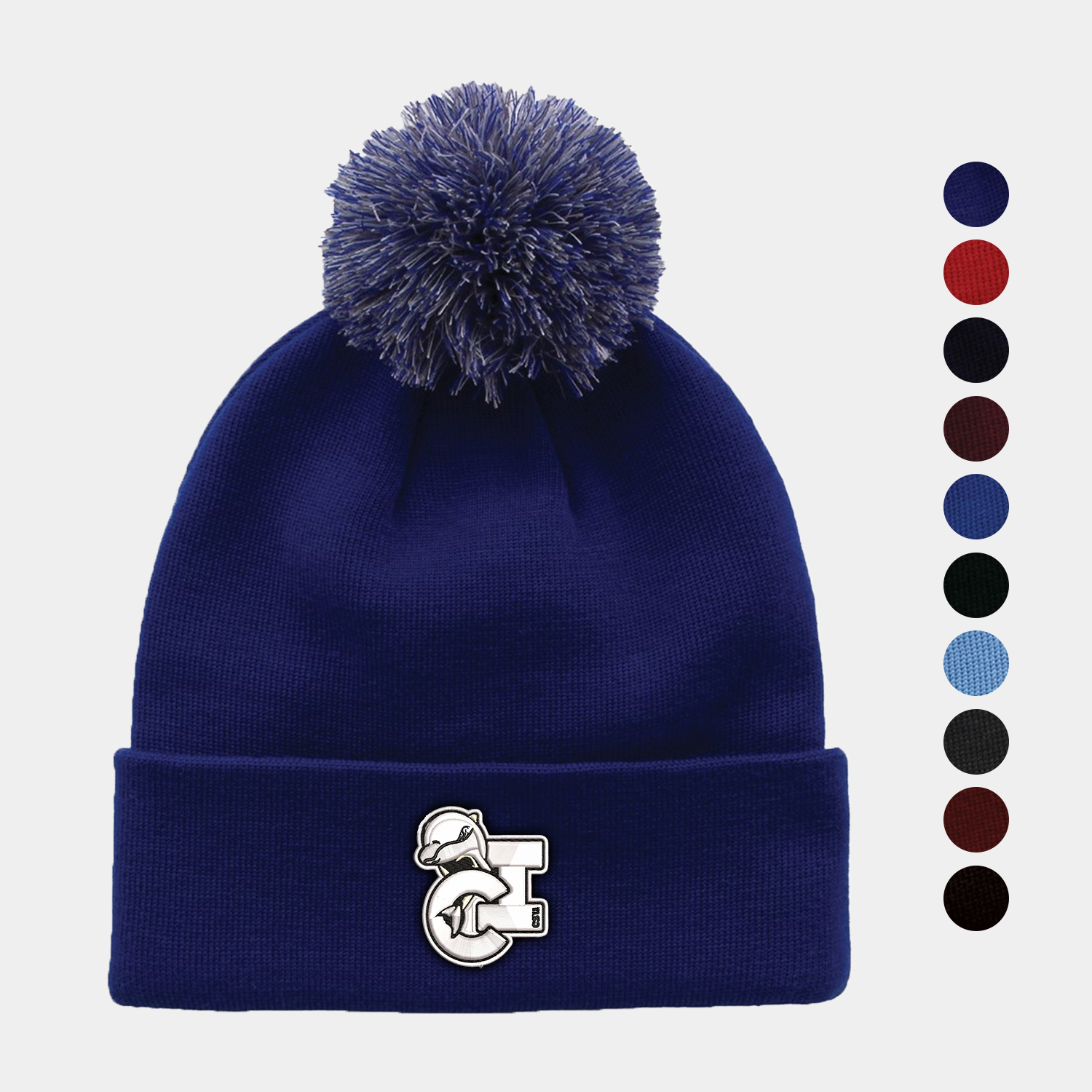 Fine Gauge Knit Roll Up Beanie with Pom